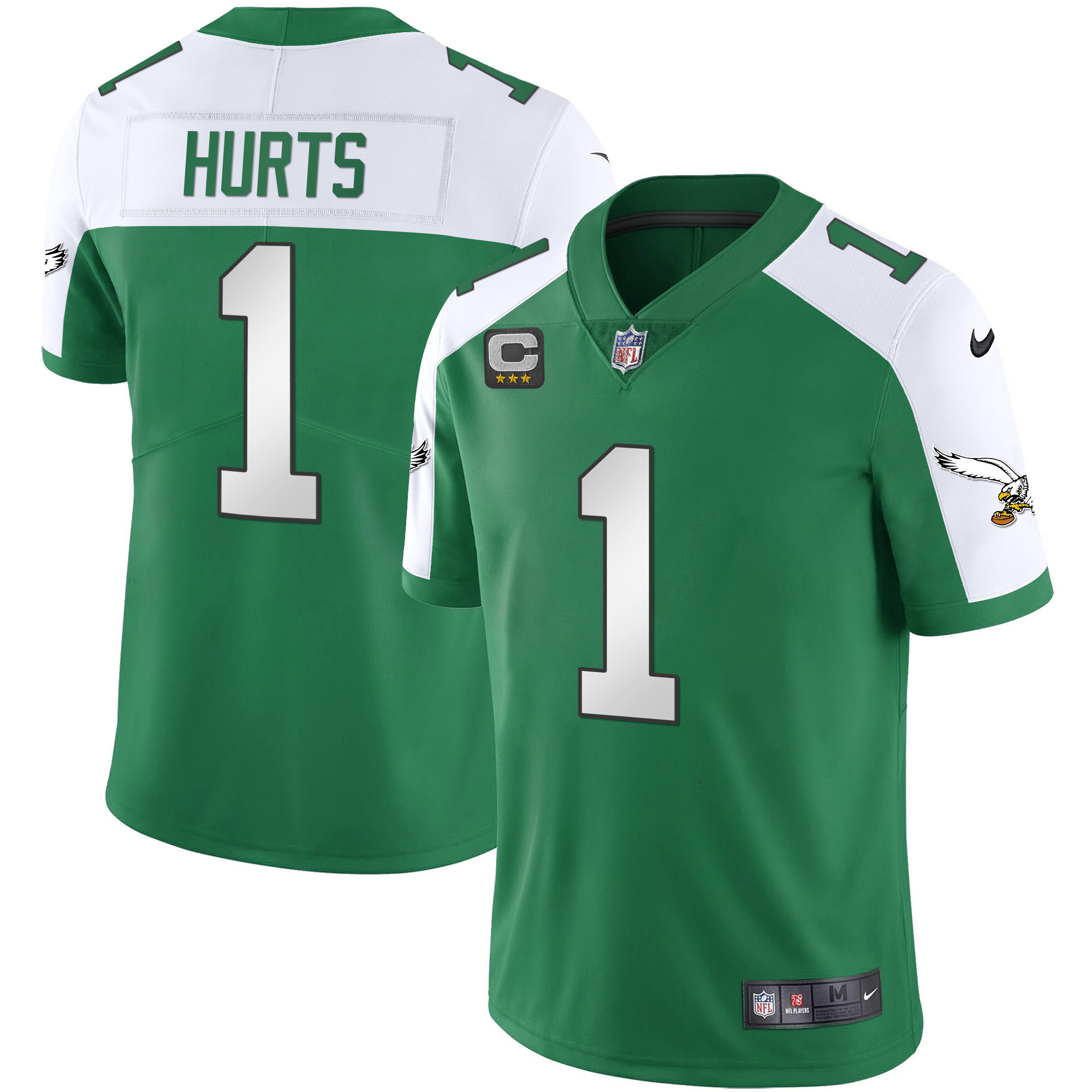 Jalen Hurts Men's Philadelphia Eagles Alternate Kelly Green & Gold Kelly Jersey - All Stitched
