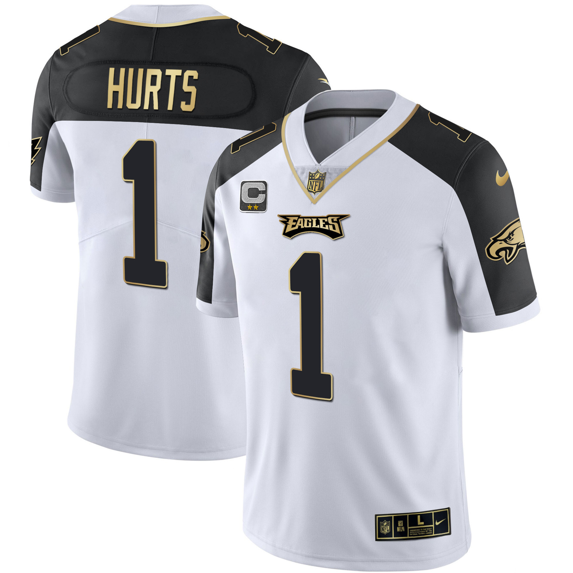 Jalen Hurts Men's Philadelphia Eagles Alternate Vapor Black Gold Limited - All Stitched Black Inverted Jersey - All Stitched
