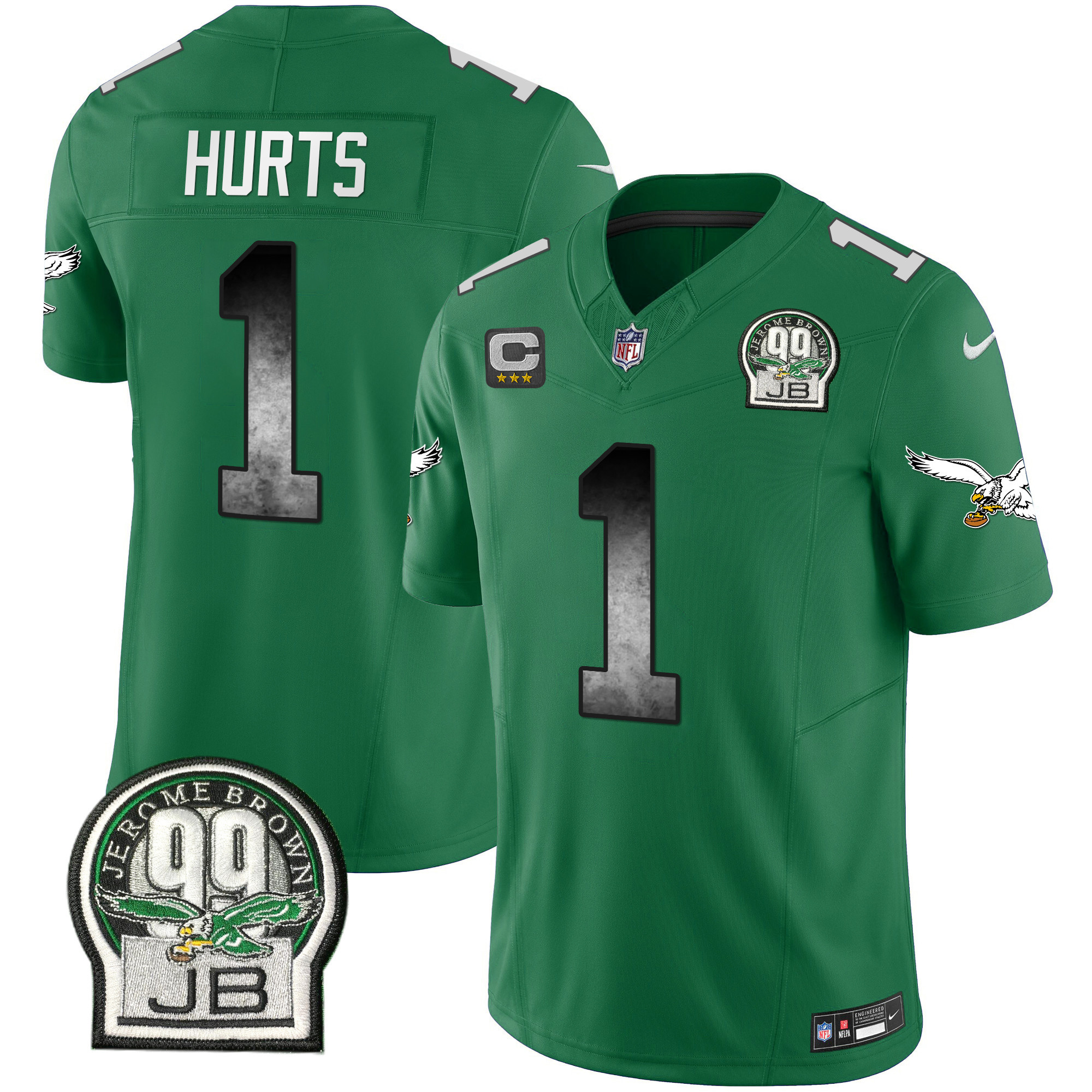 Jalen Hurts Men's Philadelphia Eagles Arch Smoke Kelly Green Vapor Kelly Green Jersey - All Stitched