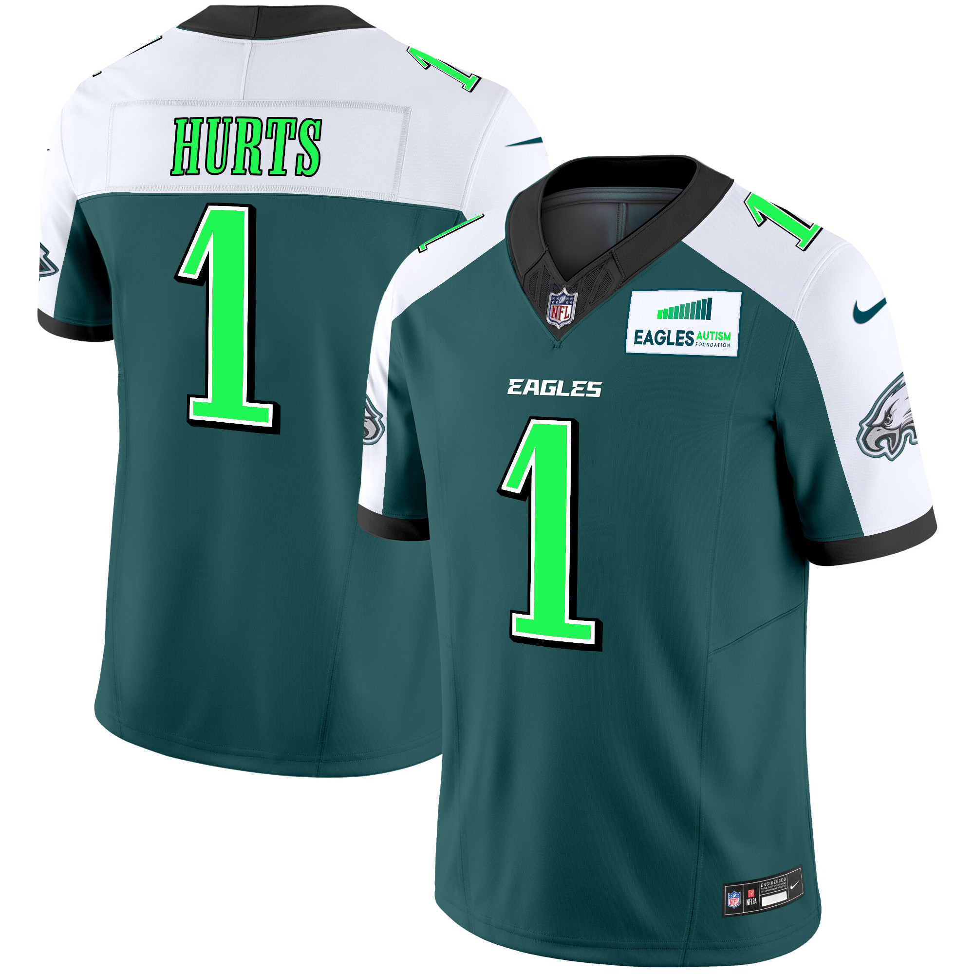 Jalen Hurts Men's Philadelphia Eagles Autism Foundation Patch Vapor Limited Alternate Jersey - All Stitched
