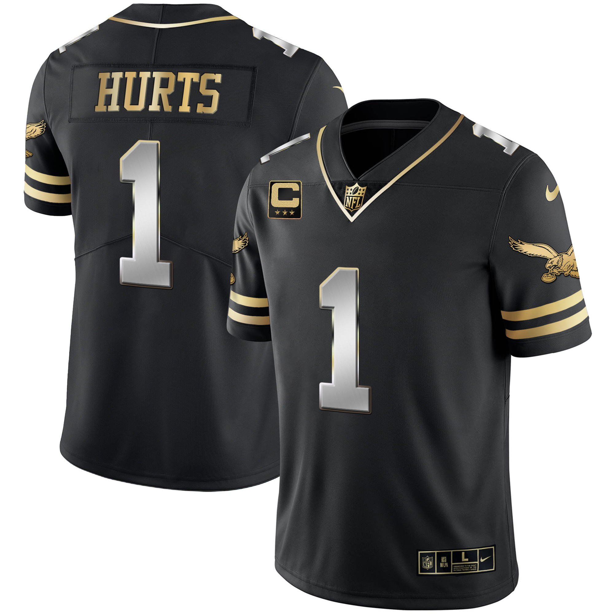 Jalen Hurts Men's Philadelphia Eagles Gold & Kelly Vapor Black Limited Jersey - All Stitched