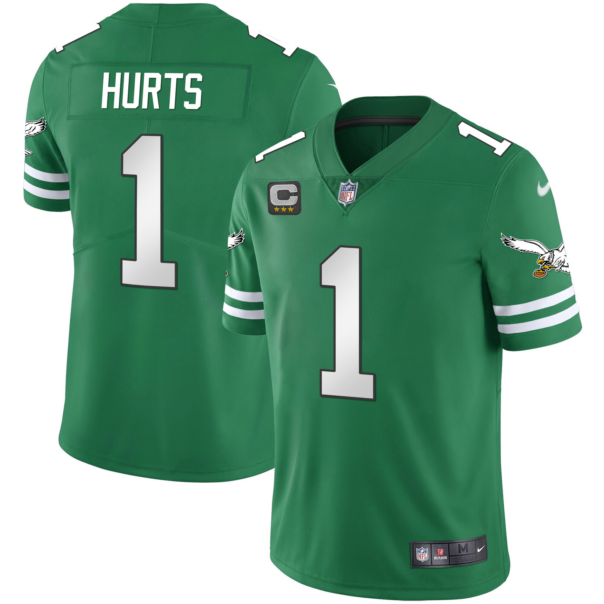 Jalen Hurts Men's Philadelphia Eagles Gold & Kelly Vapor Kelly Green Jersey - All Stitched