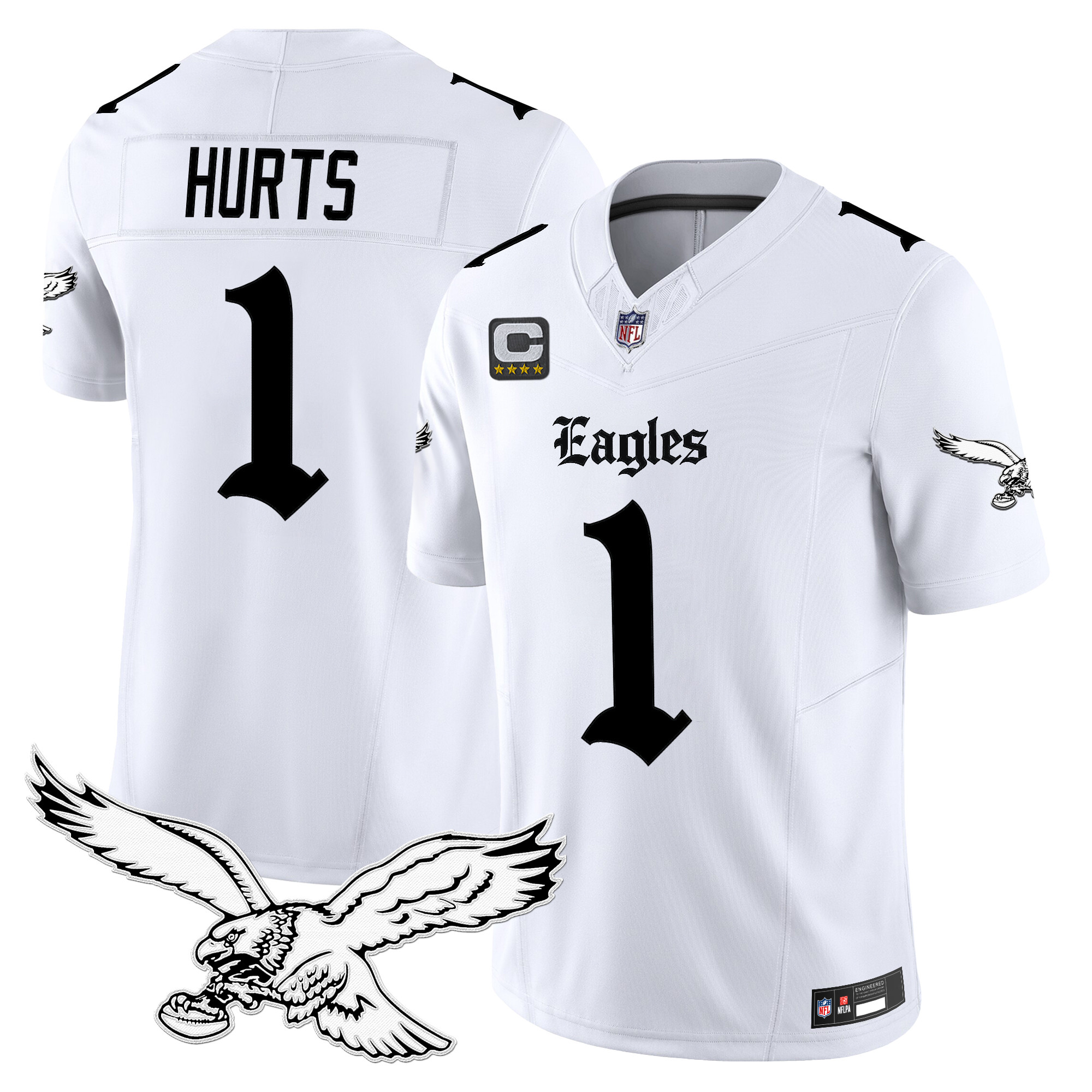 Jalen Hurts Men's Philadelphia Eagles 'Gothic Philly Edition' Vapor Limited White Jersey - All Stitched