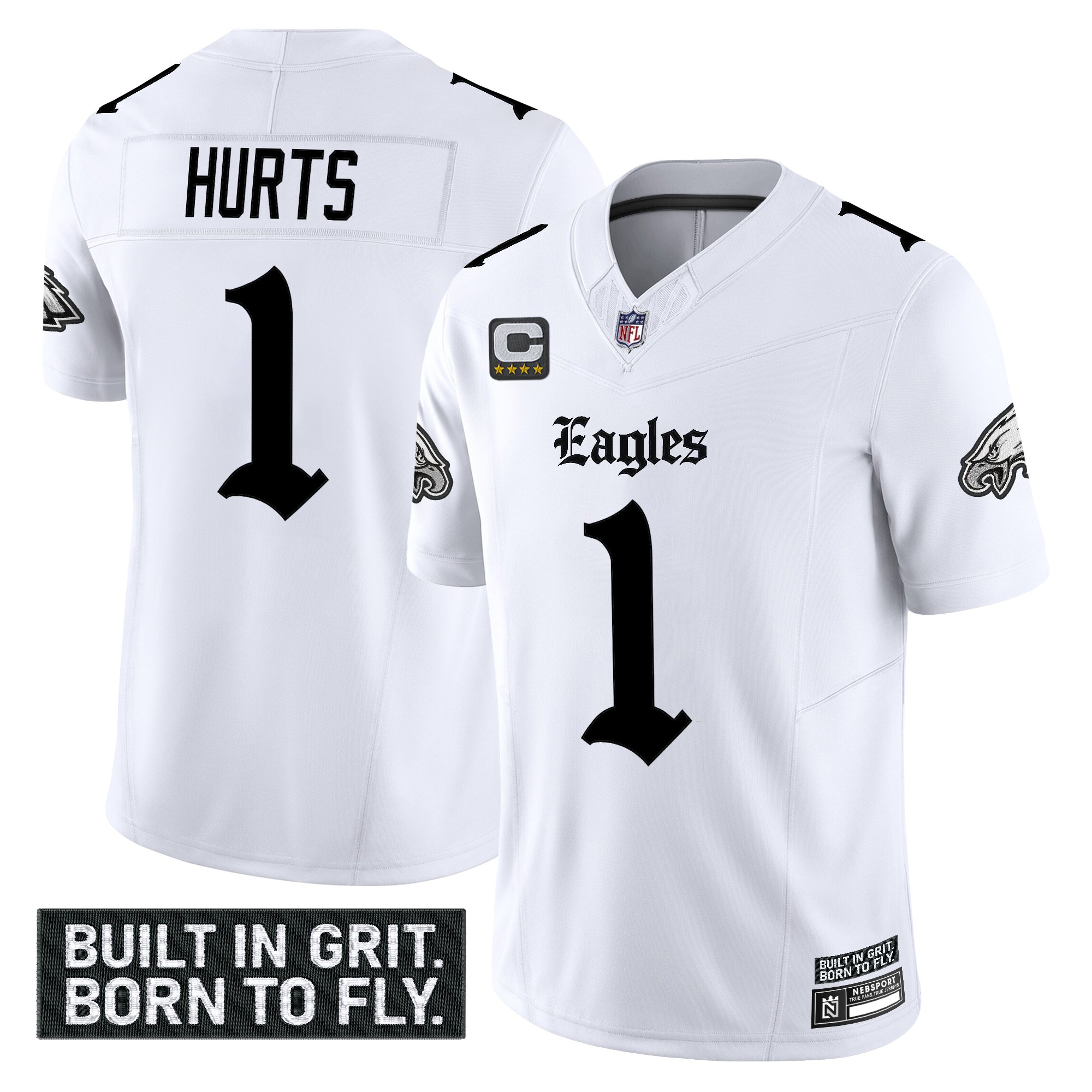 Jalen Hurts Men's Philadelphia Eagles 'Gothic Philly Edition' Vapor Limited White Jersey - All Stitched