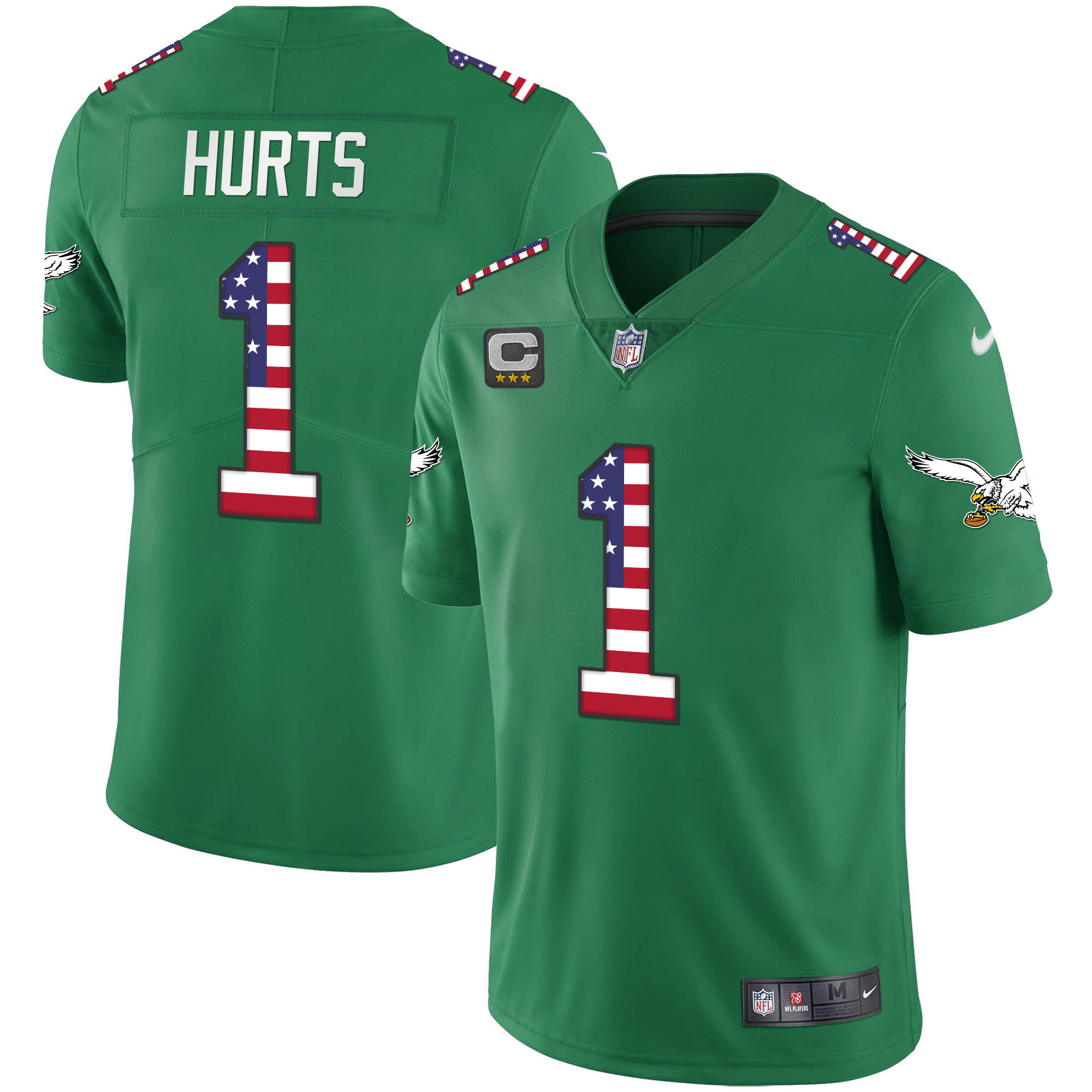Jalen Hurts Men's Philadelphia Eagles Kelly Green Gold Flag Vapor Kelly Green Jersey - All Stitched