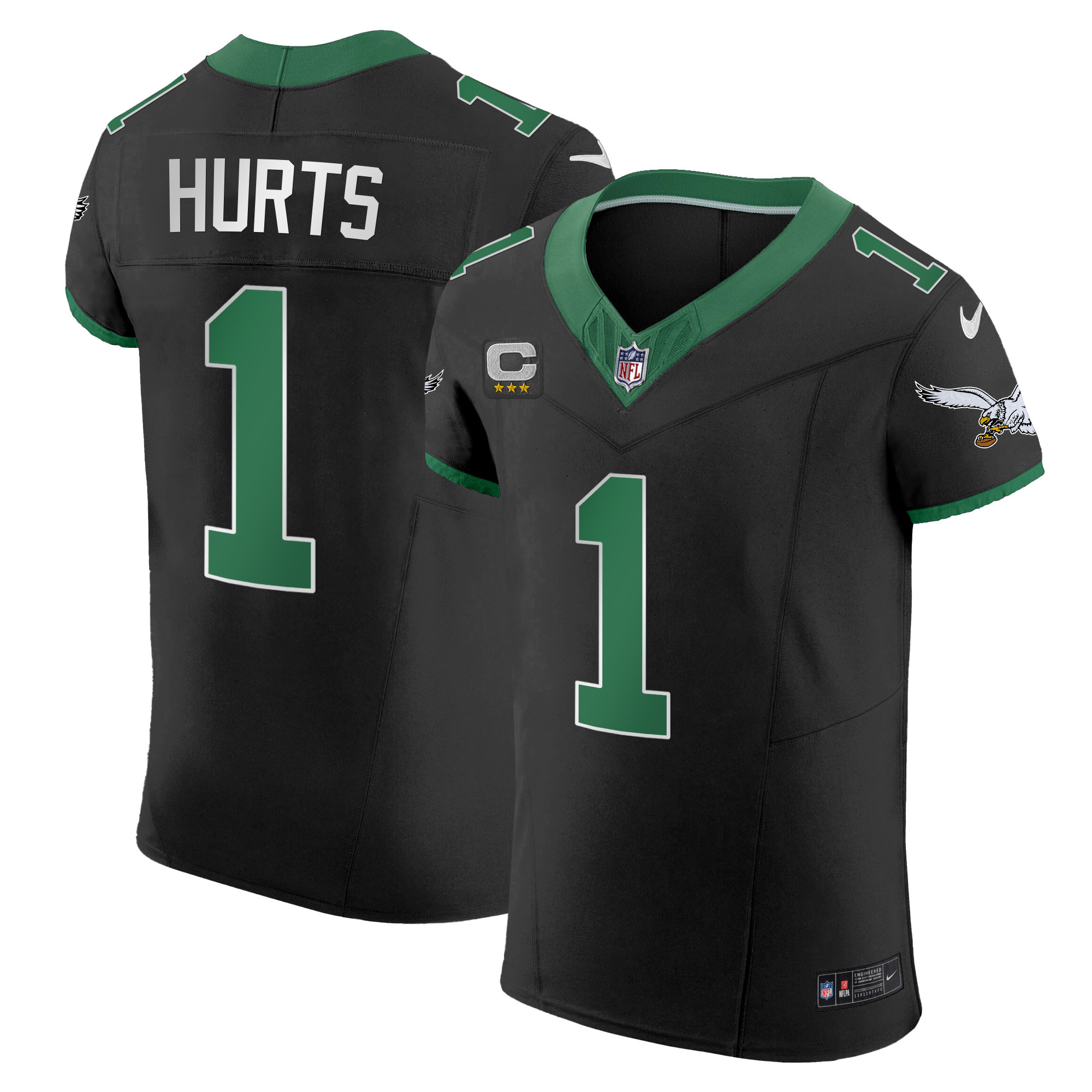 Jalen Hurts Men's Philadelphia Eagles Kelly Green Vapor Elite Kelly Black Jersey - All Stitched