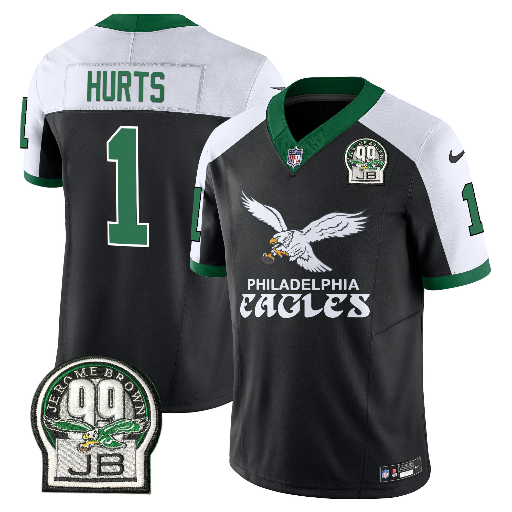 Jalen Hurts Men's Philadelphia Eagles Kelly Green Vapor Limited Black Alternate Jersey - All Stitched