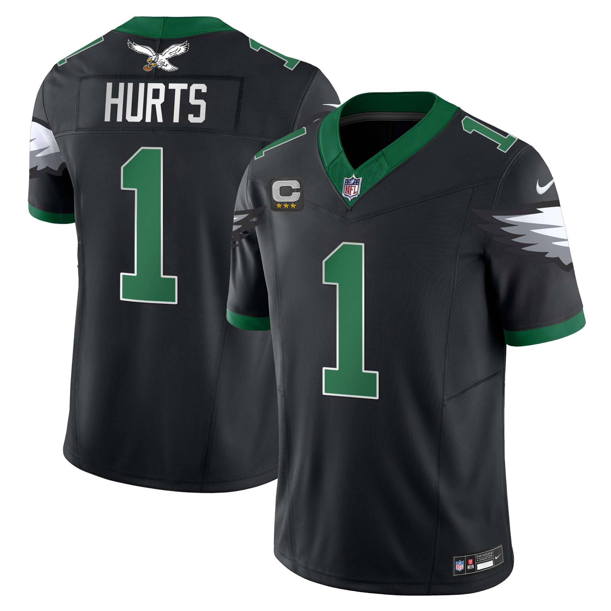 Jalen Hurts Men's Philadelphia Eagles Kelly Green Vapor Limited Black Jersey - All Stitched