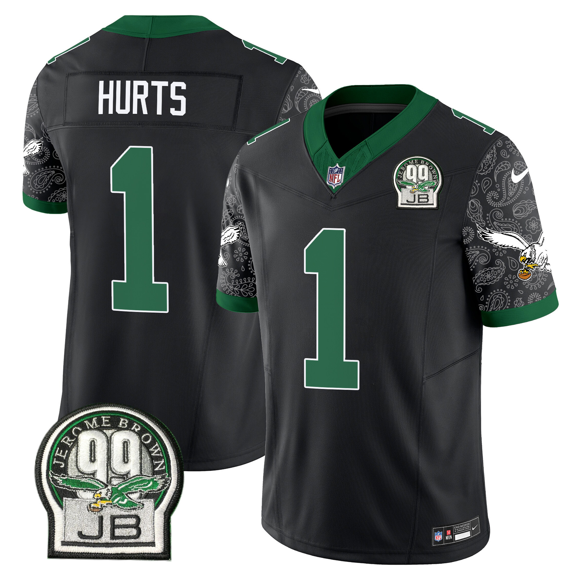 Jalen Hurts Men's Philadelphia Eagles Kelly Green Vapor Limited Black Jersey - All Stitched