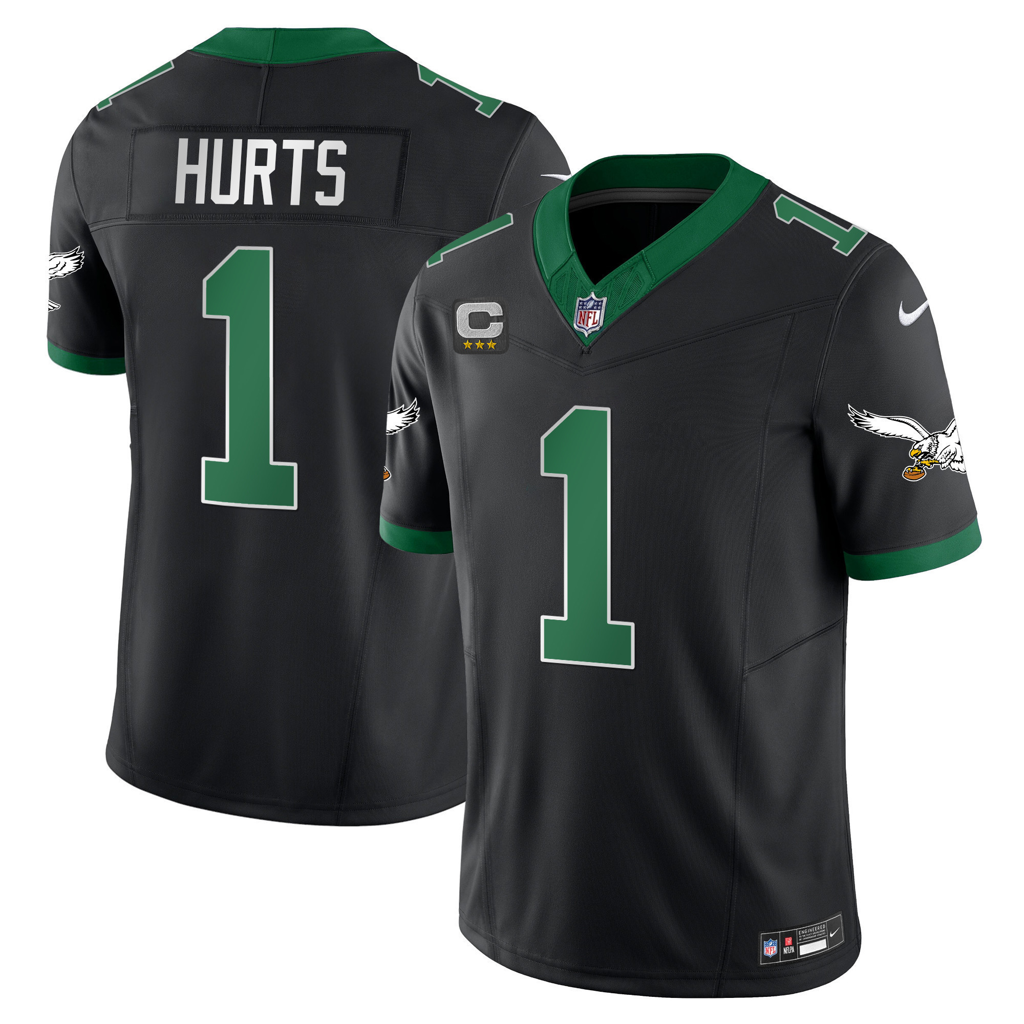 Jalen Hurts Men's Philadelphia Eagles Kelly Green Vapor Limited Black Jersey - All Stitched