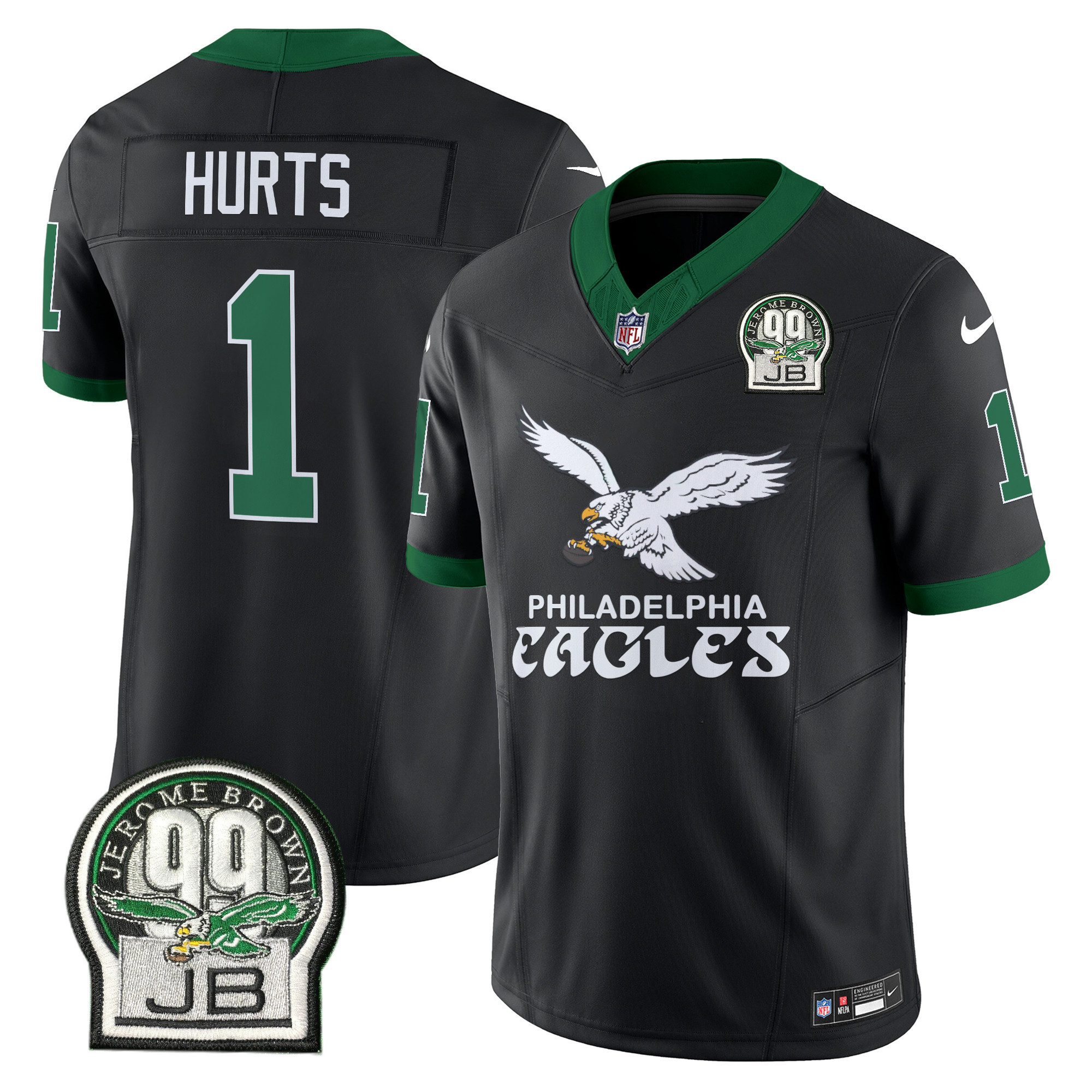Jalen Hurts Men's Philadelphia Eagles Kelly Green Vapor Limited Black Jersey - All Stitched