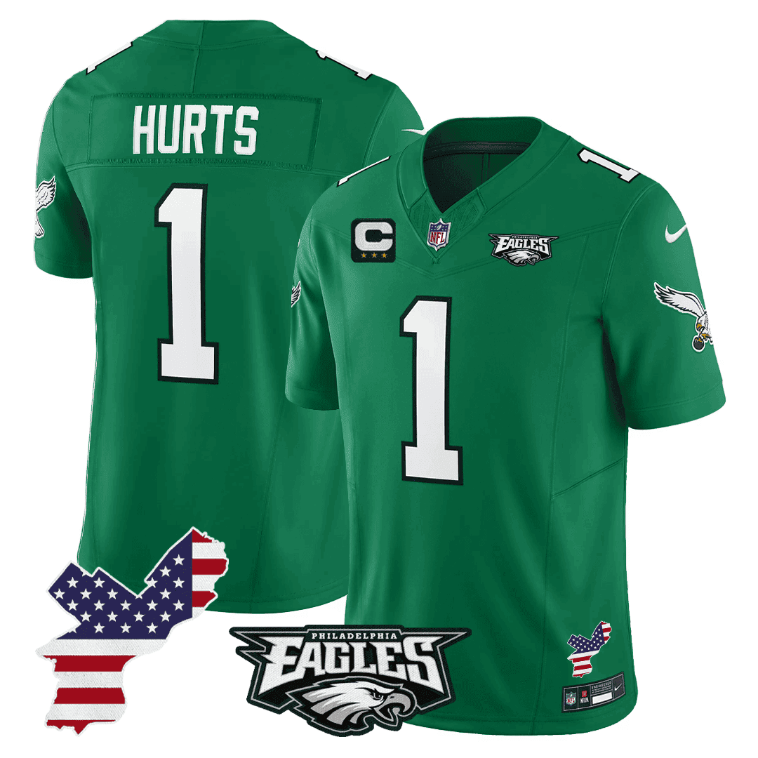 Jalen Hurts Men's Philadelphia Eagles Philadelphia Patch Green Jersey - All Stitched