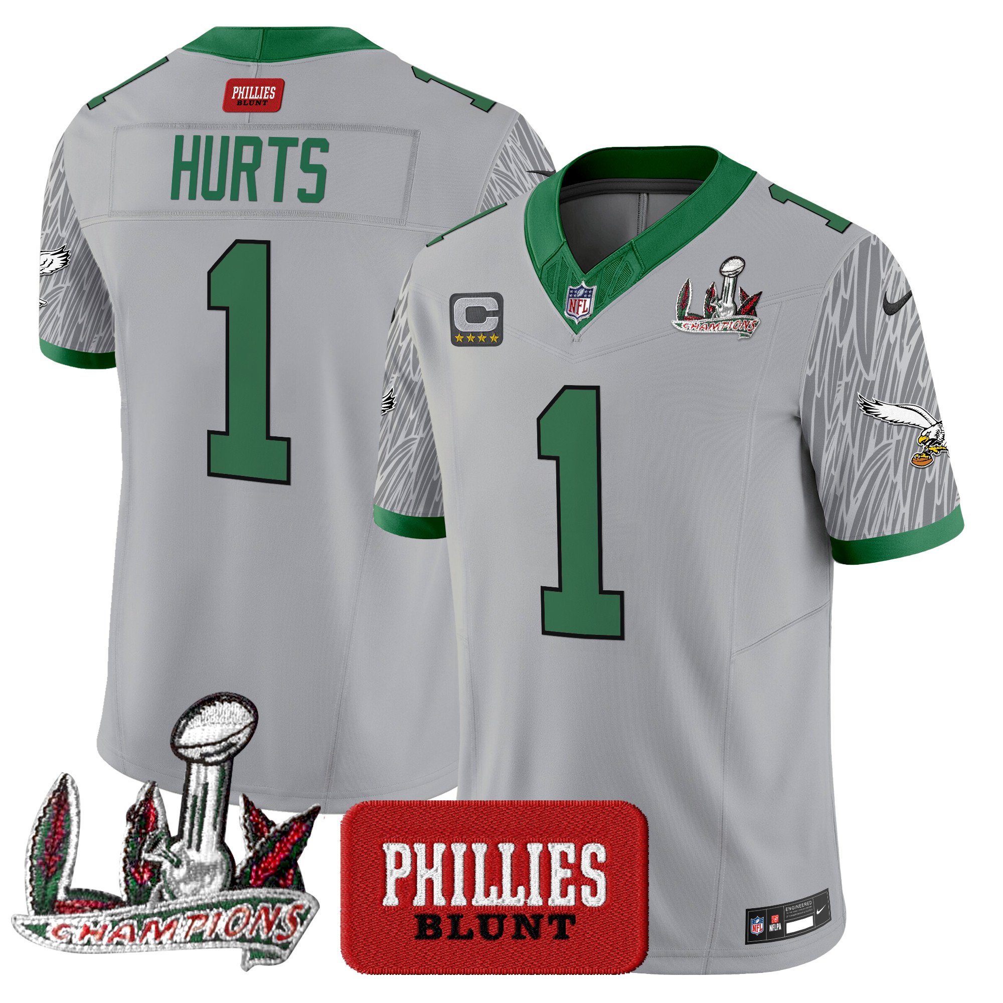 Jalen Hurts Men's Philadelphia Eagles Phillies Blunt Vapor Limited Jersey - Stitched Smoke Jersey - All Stitched