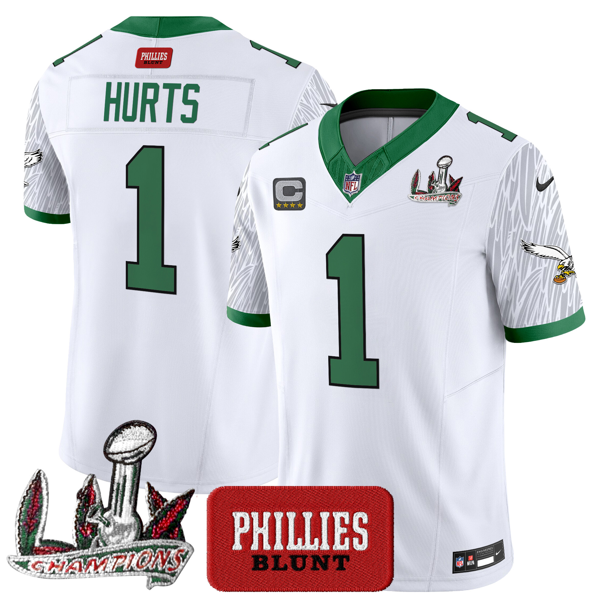 Jalen Hurts Men's Philadelphia Eagles Phillies Blunt Vapor Limited Jersey - Stitched White Jersey - All Stitched