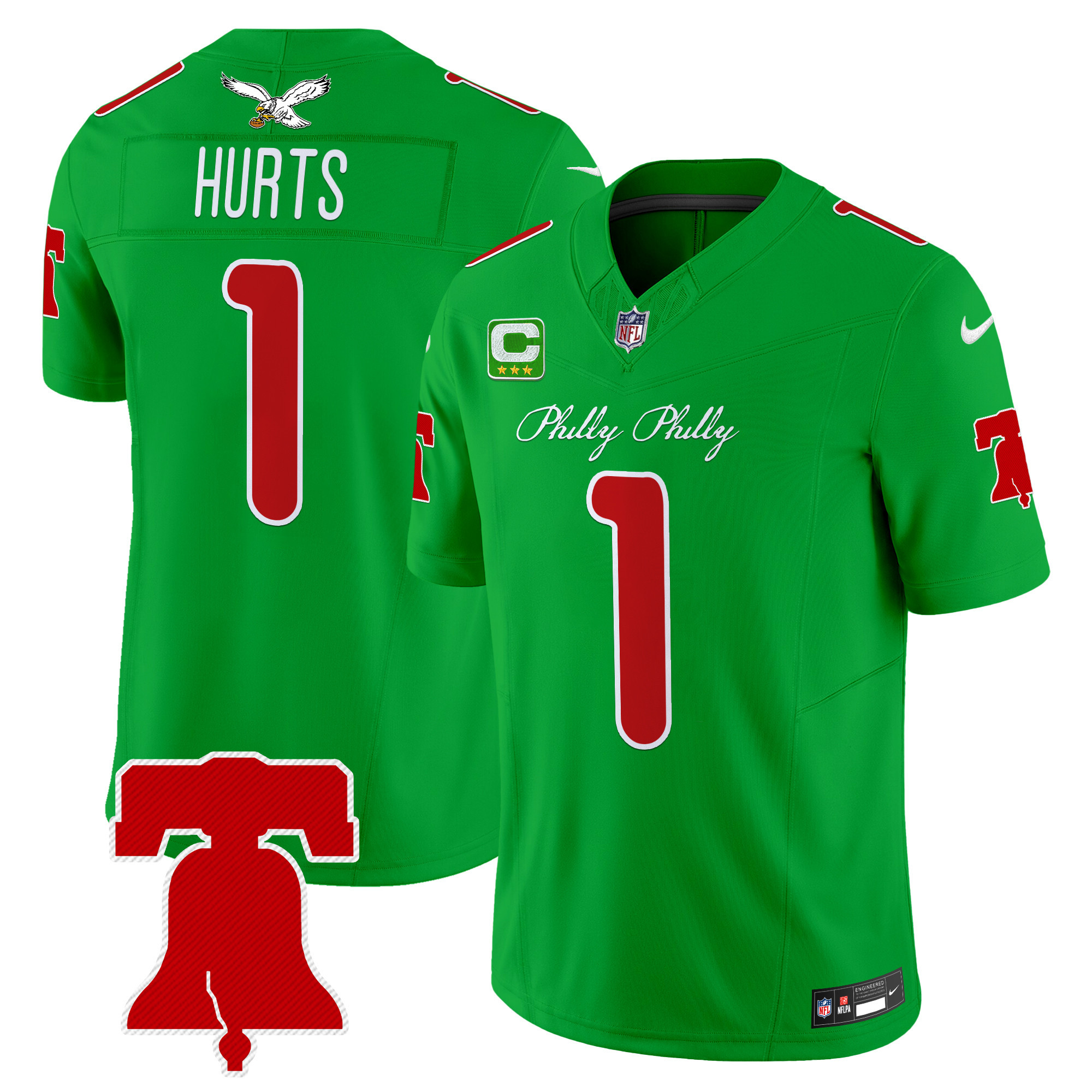 Jalen Hurts Men's Philadelphia Eagles Philly Phanatic Style Vapor Limited Kelly Green Jersey - All Stitched
