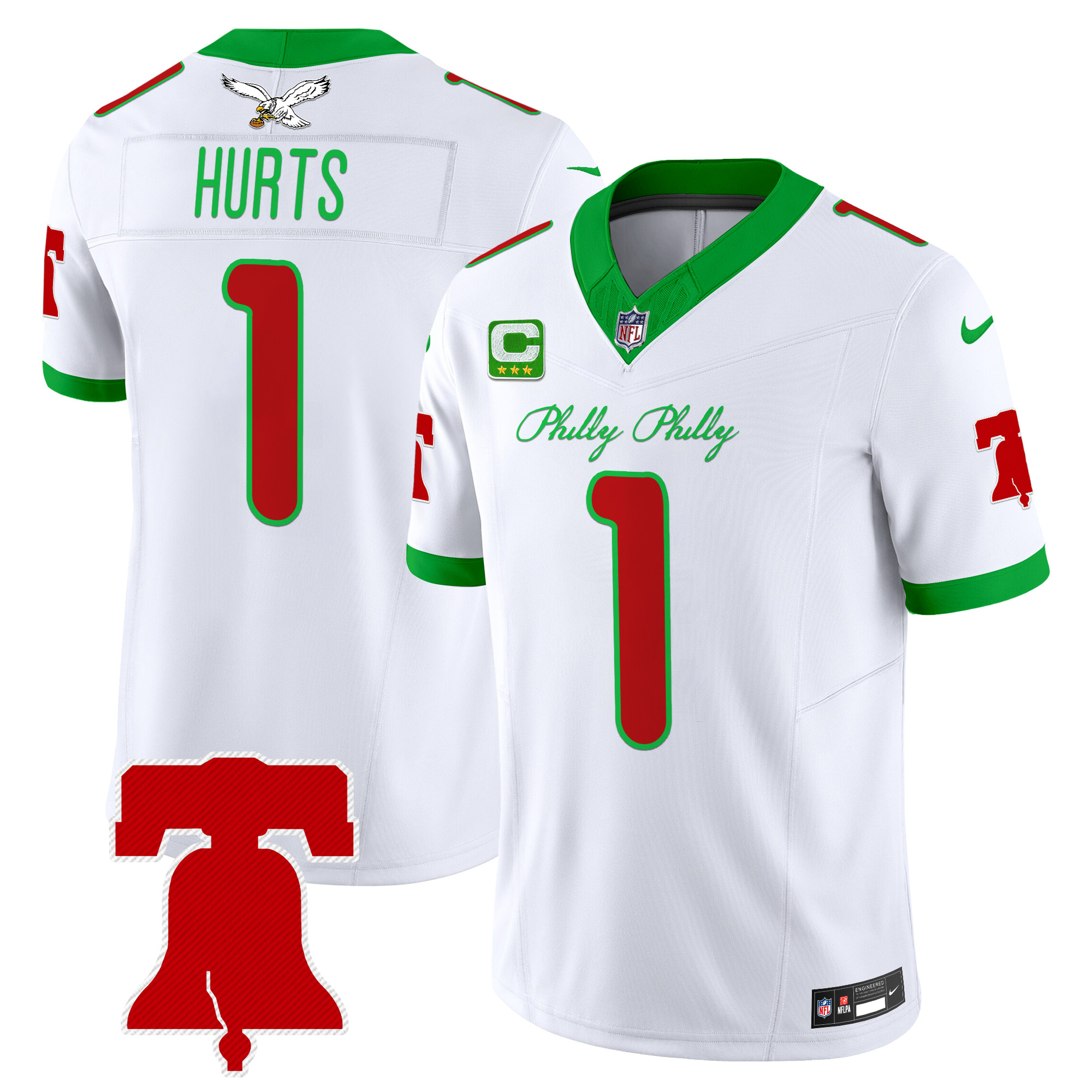 Jalen Hurts Men's Philadelphia Eagles Philly Phanatic Style Vapor Limited Kelly White Jersey - All Stitched
