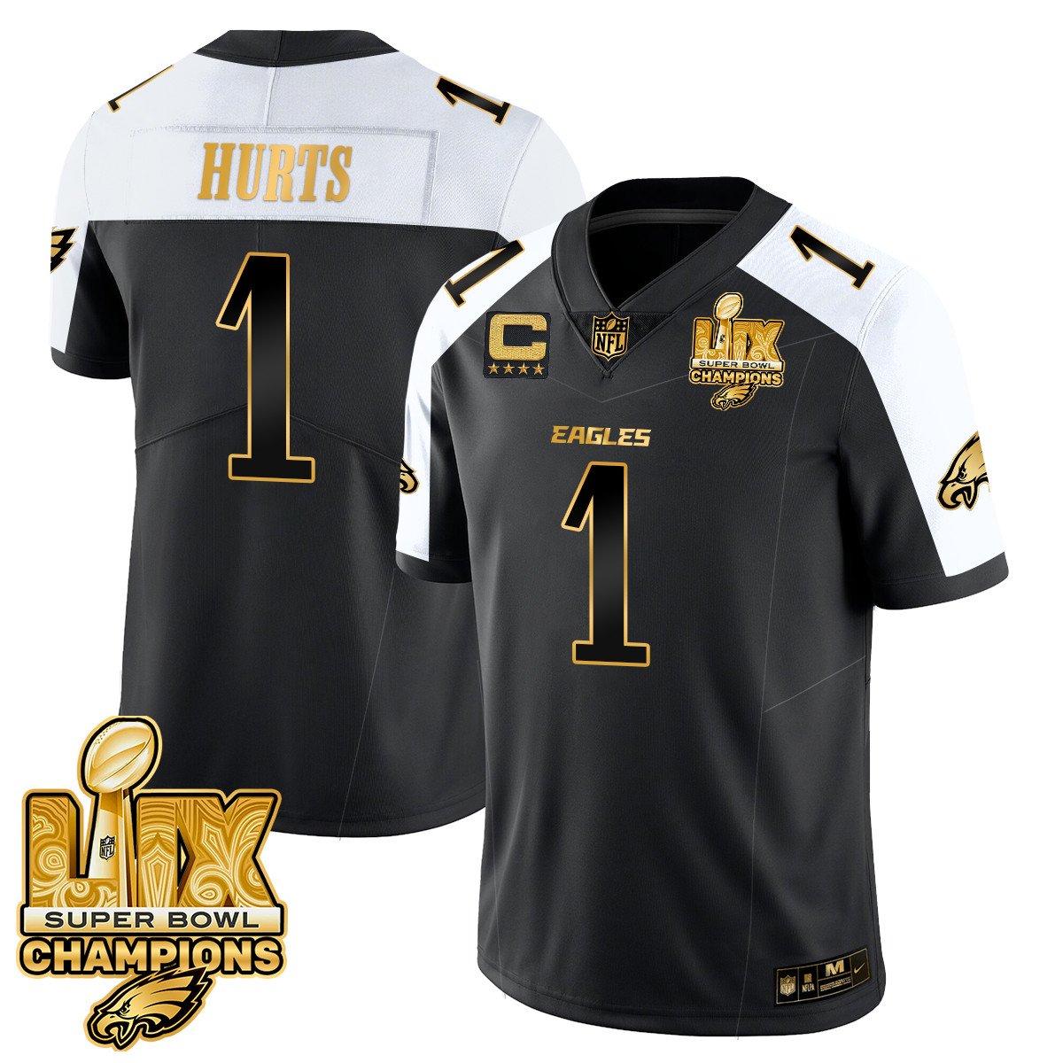 Jalen Hurts Men's Philadelphia Eagles Super Bowl LIX Champions Gold Vapor Limited Alternate Jersey - All Stitched