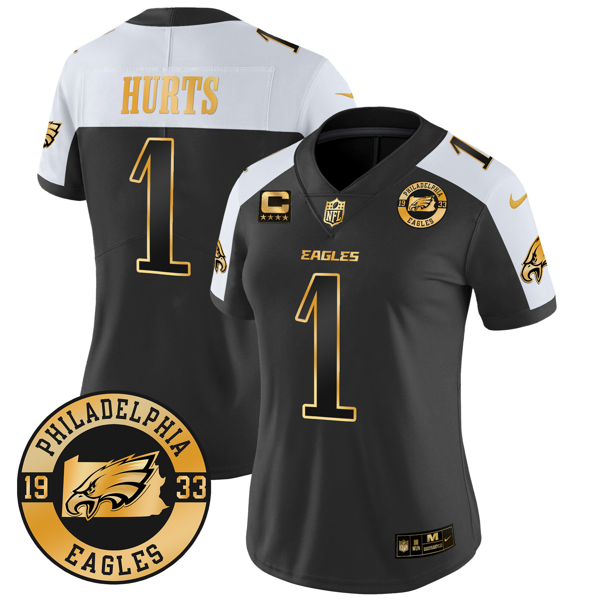 Jalen Hurts Women's Philadelphia Eagles 2024 Gold Vapor Limited Alternate Jersey - All Stitched