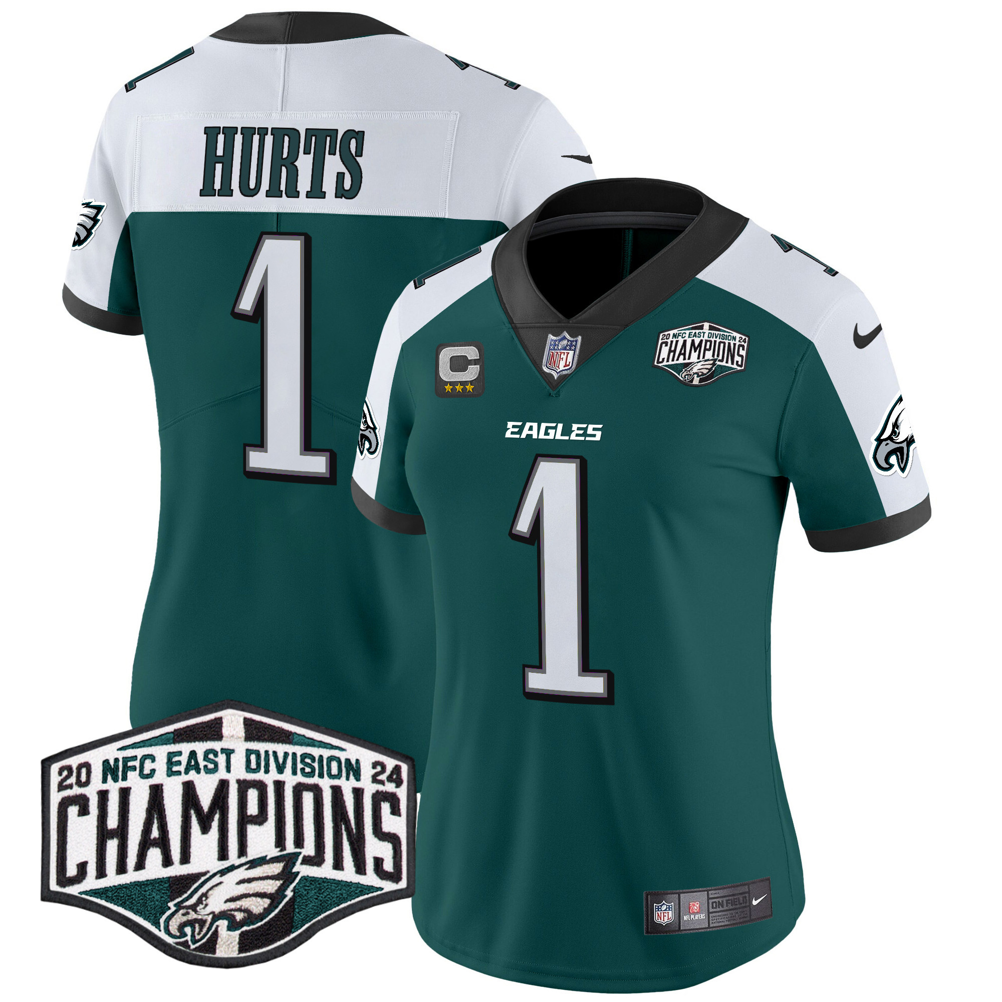 Jalen Hurts Women's Philadelphia Eagles 2024 NFC East Division Champions Vapor Limited Green Alternate Jersey - All Stitched