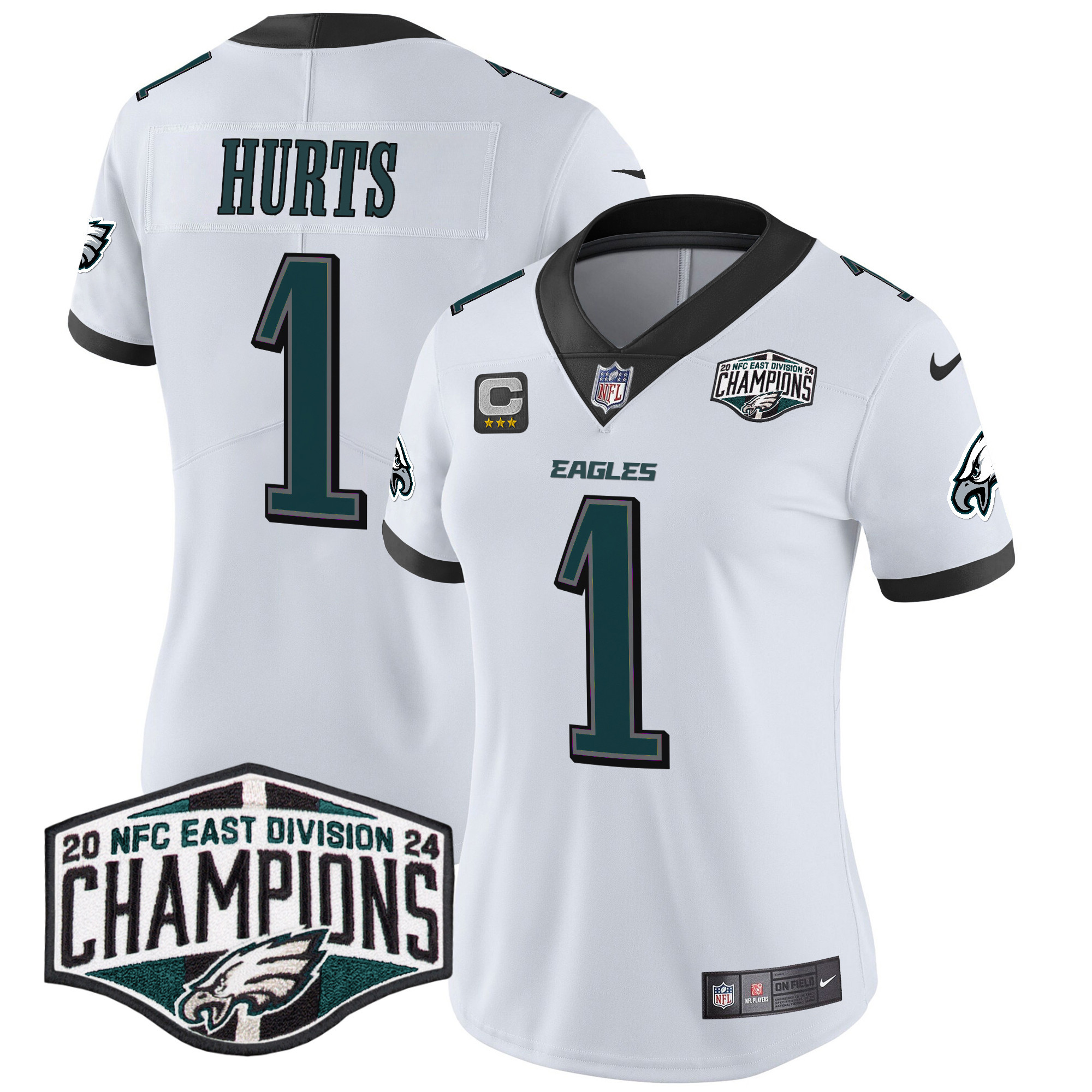 Jalen Hurts Women's Philadelphia Eagles 2024 NFC East Division Champions Vapor Limited White Jersey - All Stitched