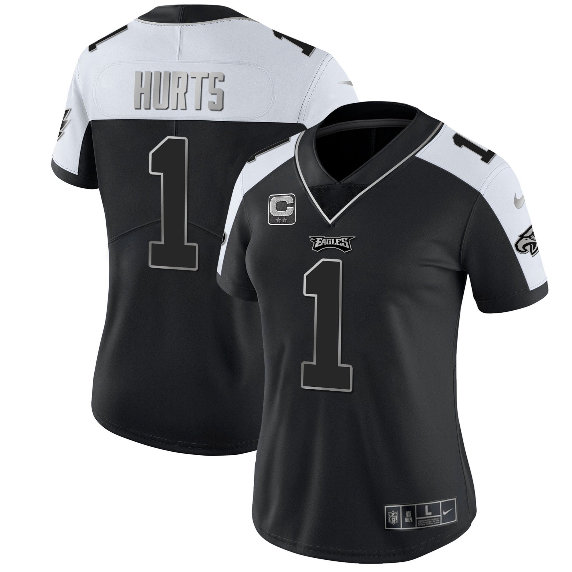 Jalen Hurts Women's Philadelphia Eagles Gold & Split Vapor - All Stitched Alternate Silver Jersey - All Stitched