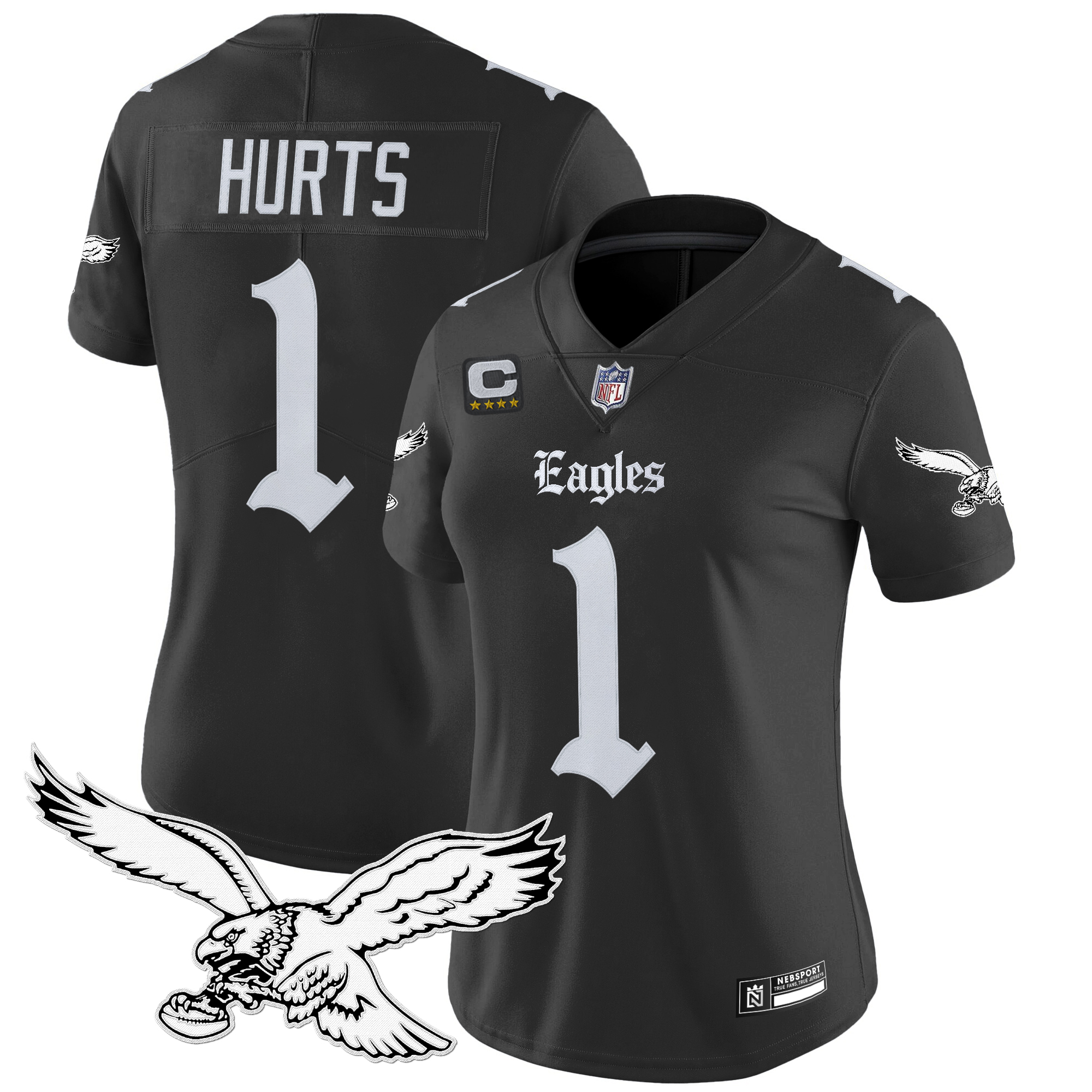 Jalen Hurts Women's Philadelphia Eagles 'Gothic Philly Edition' Vapor Limited Black Jersey - All Stitched