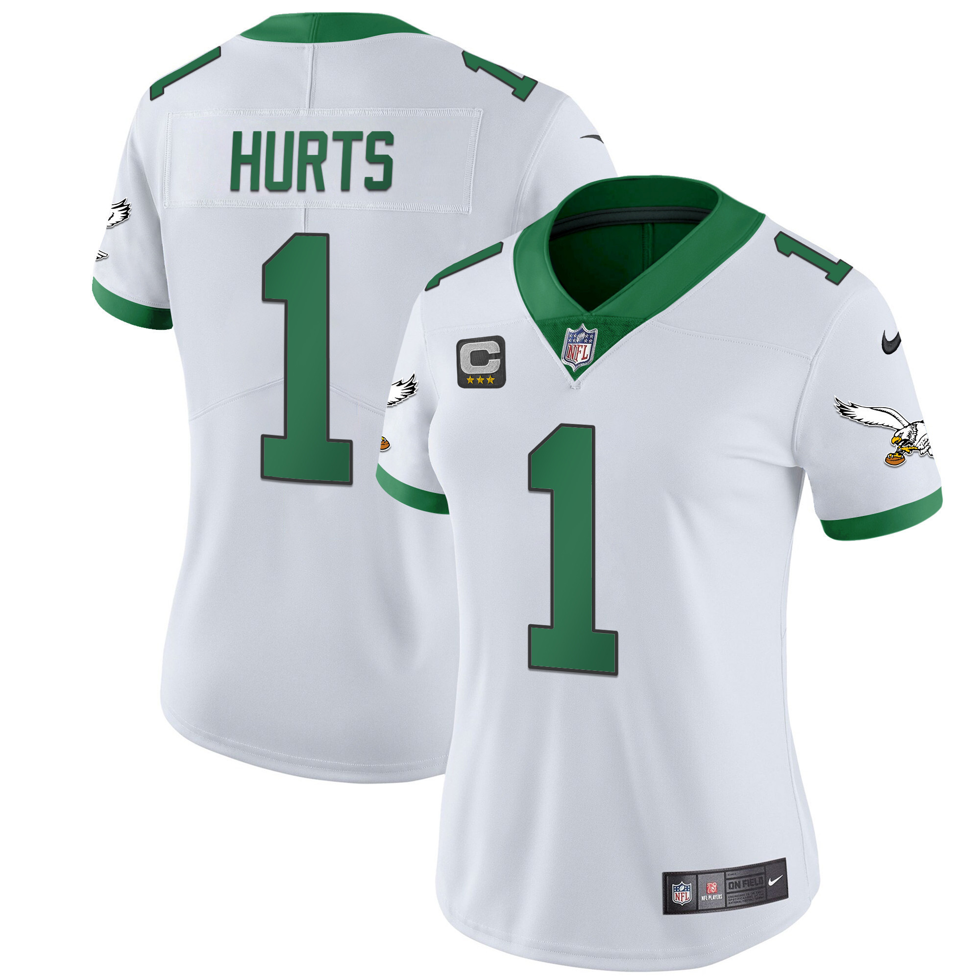 Jalen Hurts Women's Philadelphia Eagles Kelly Green Gold Kelly White Jersey - All Stitched