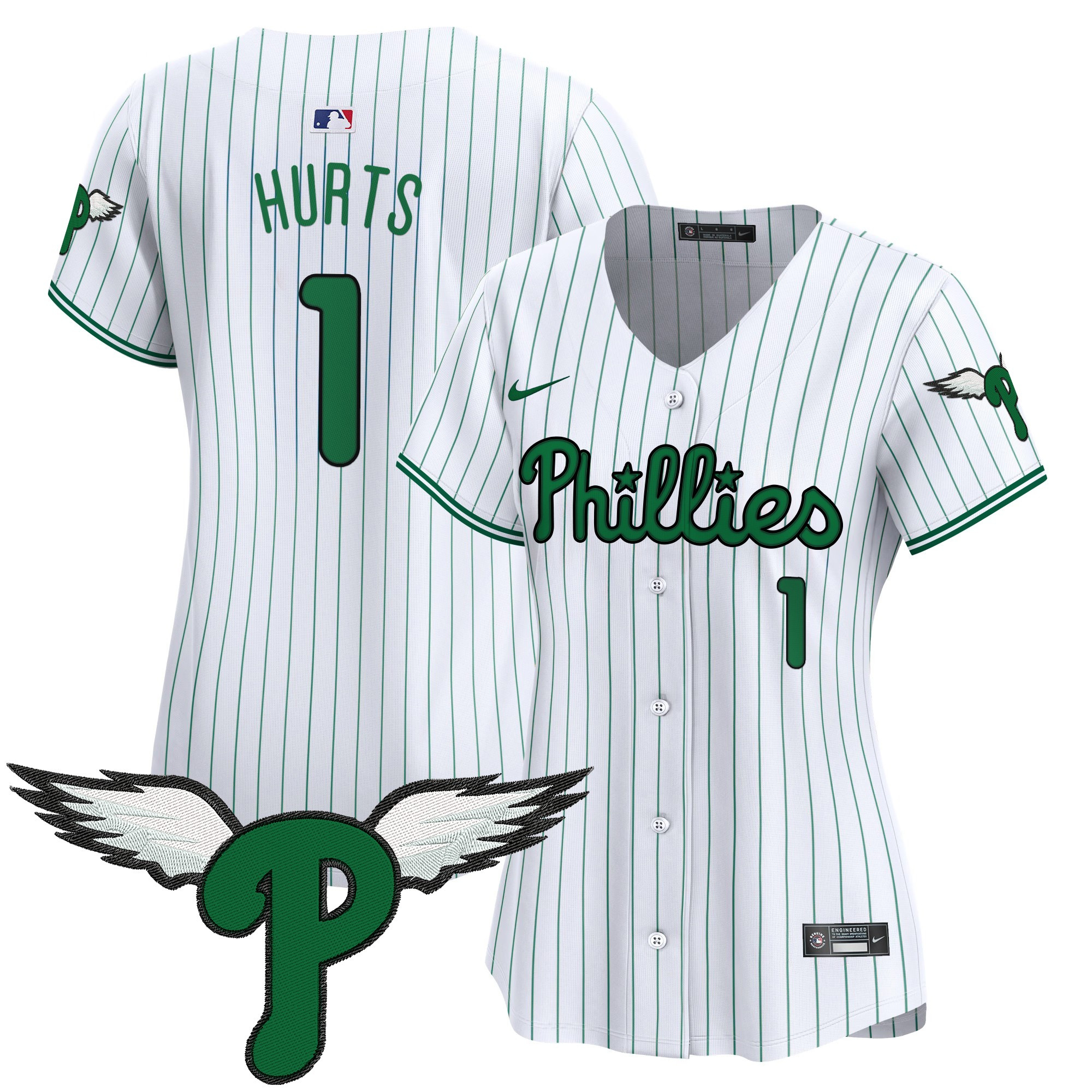 Jalen Hurts Women's Philadelphia Phillies 2025 Vapor Premier Limited Pinstripe Jersey - All Stitched