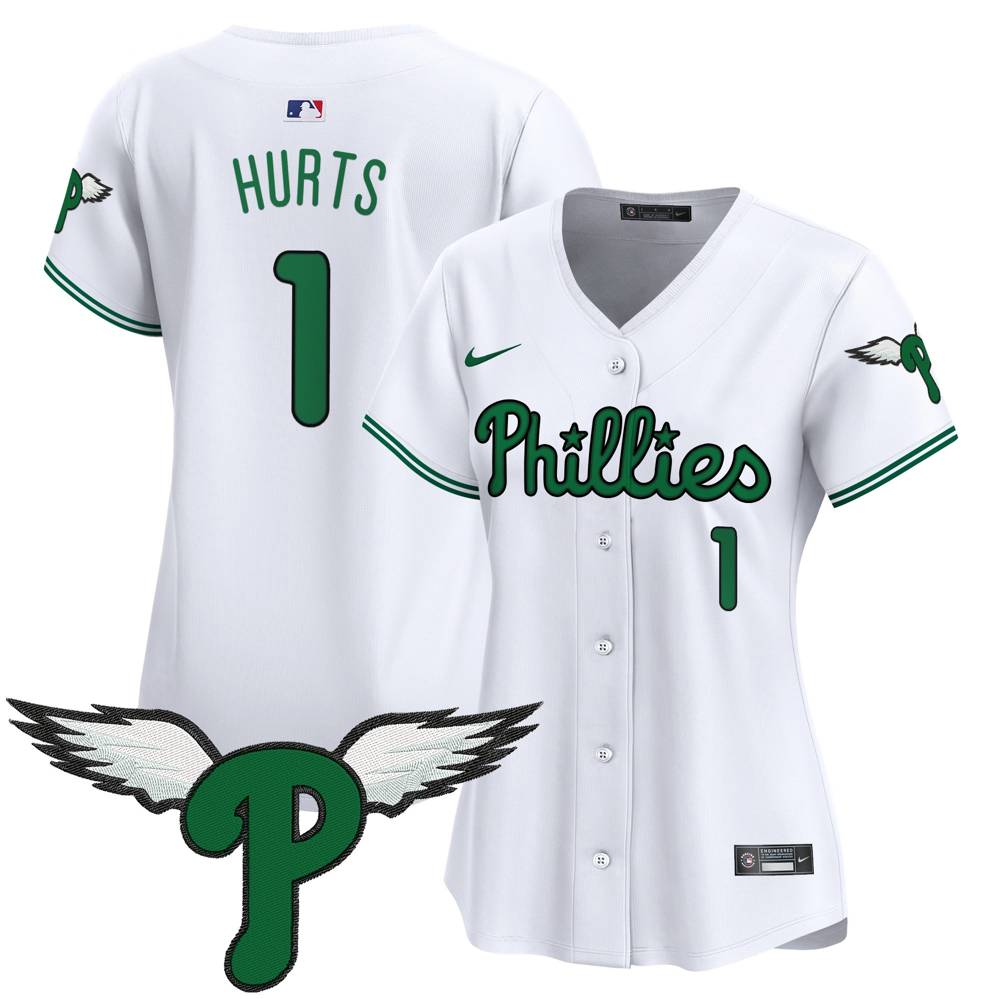 Jalen Hurts Women's Philadelphia Phillies 2025 Vapor Premier Limited White Jersey - All Stitched