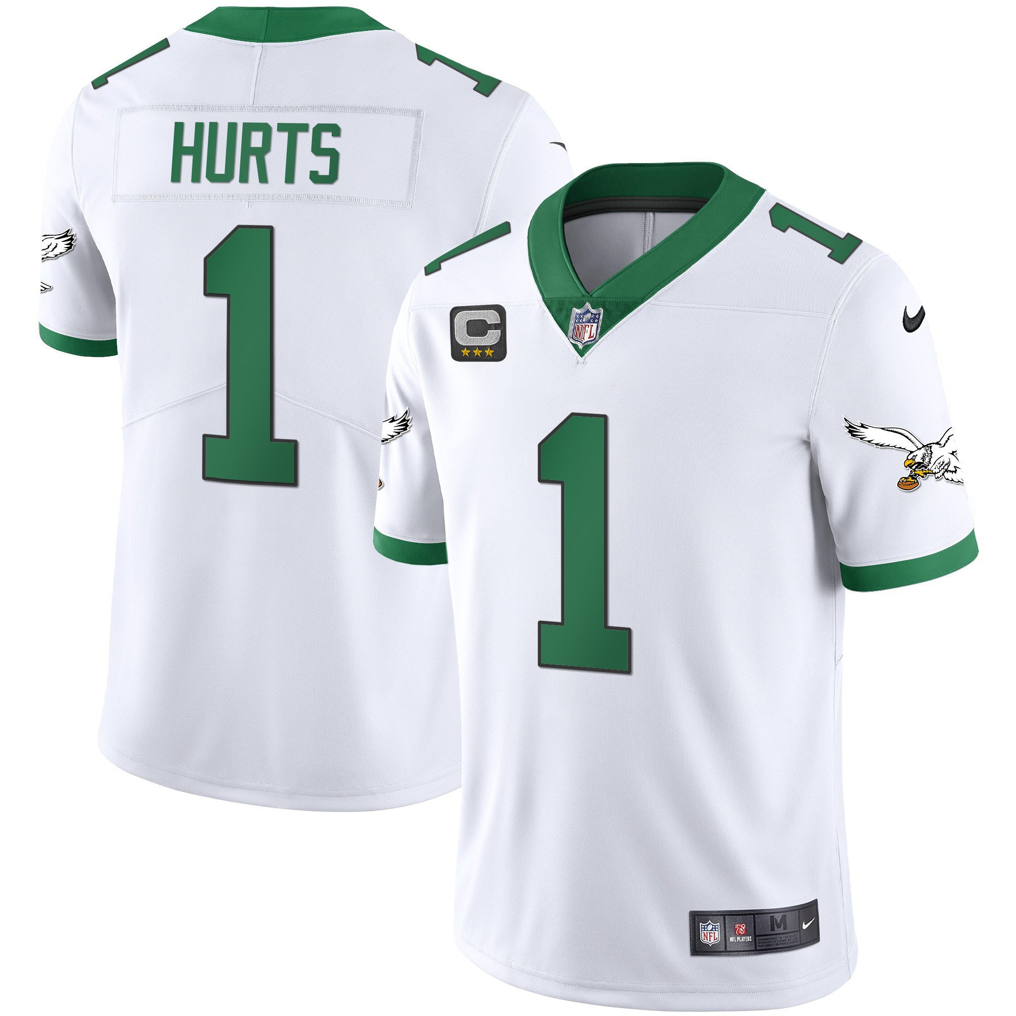 Jalen Hurts Youth's Philadelphia Eagles Kelly Green Gold Kelly White Jersey - All Stitched