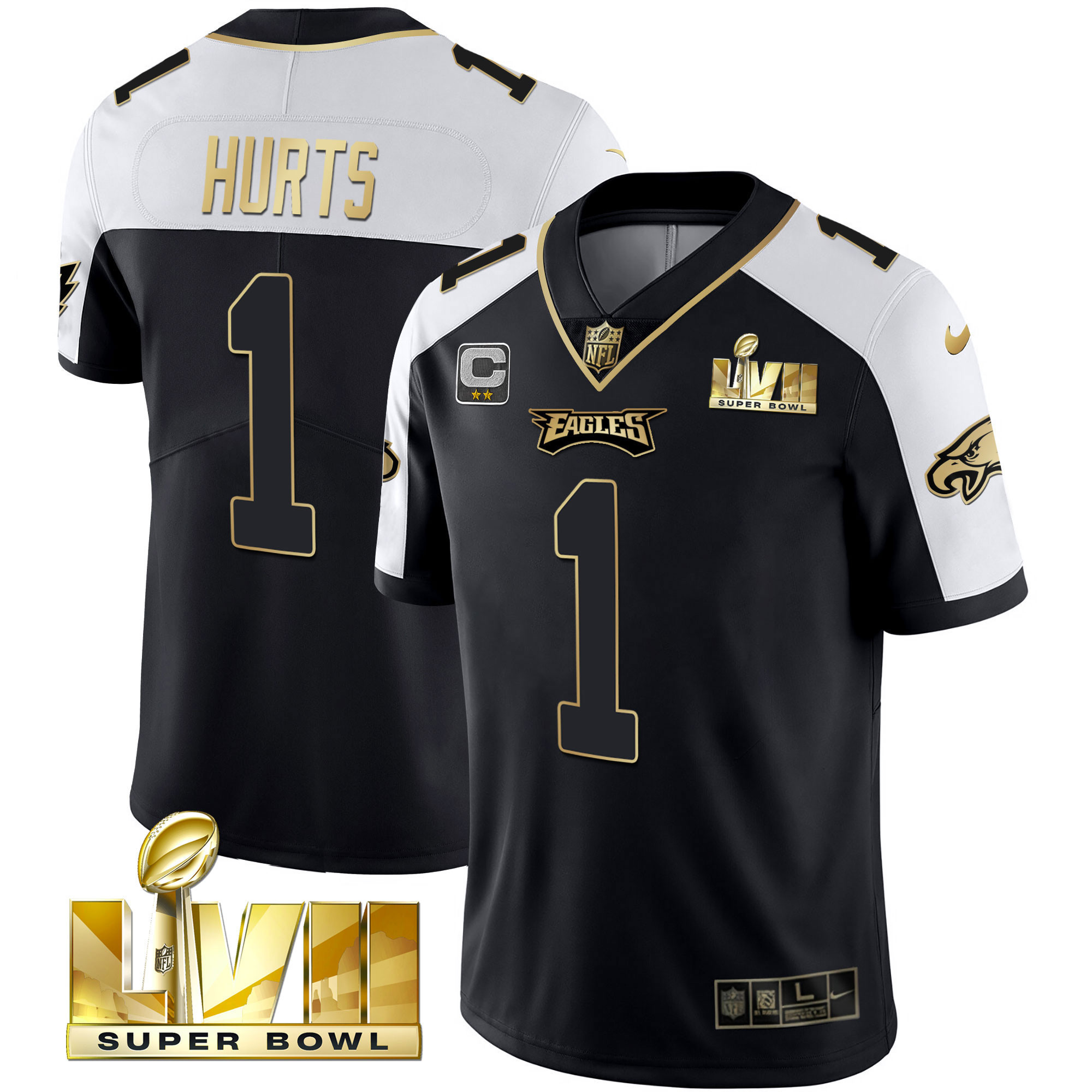 Jalen Hurts Youth's Philadelphia Eagles Super Bowl Vapor Gold Alternate Jersey - All Stitched