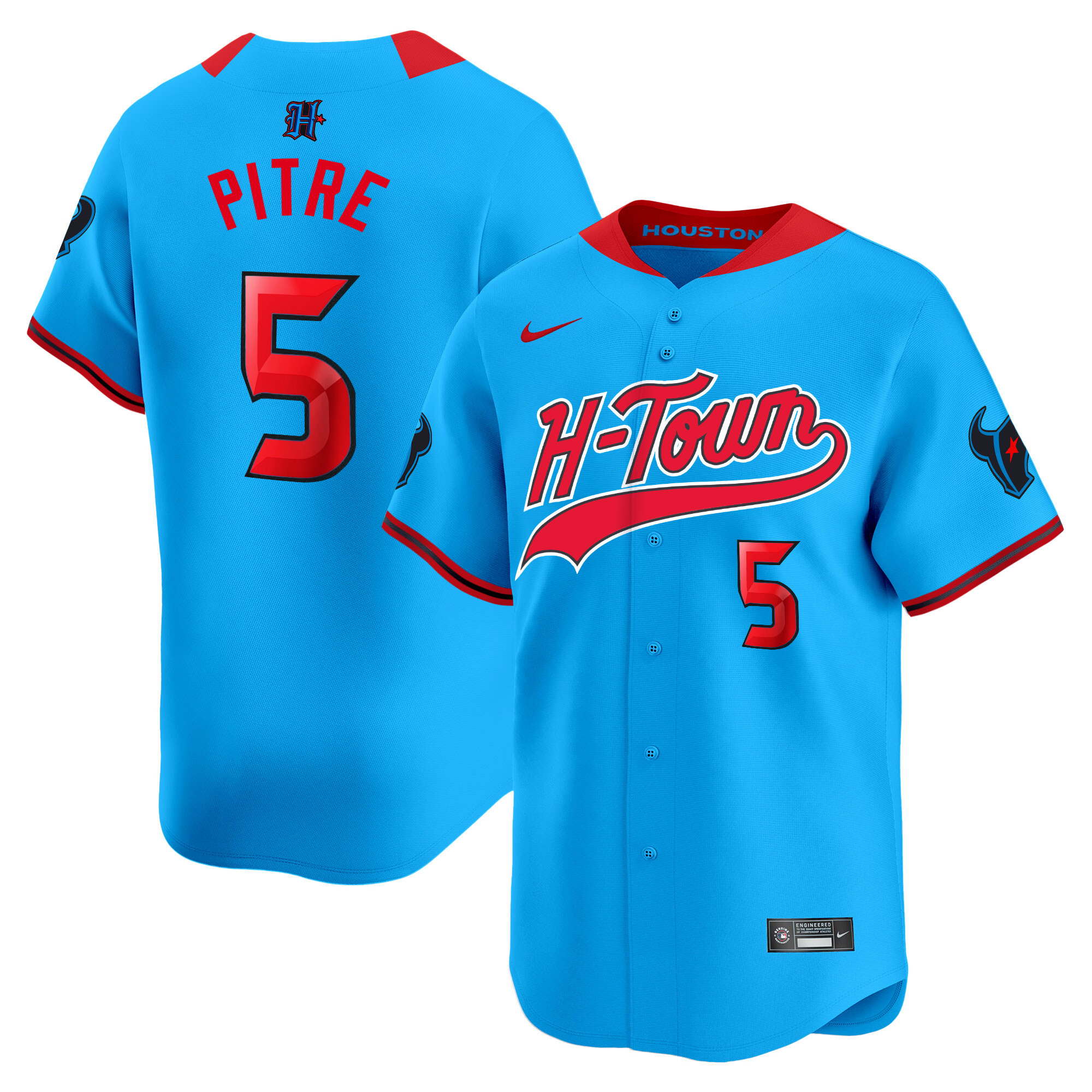 Jalen Pitre Men's Houston Texans 2024 Baseball Blue Jersey - All Stitched