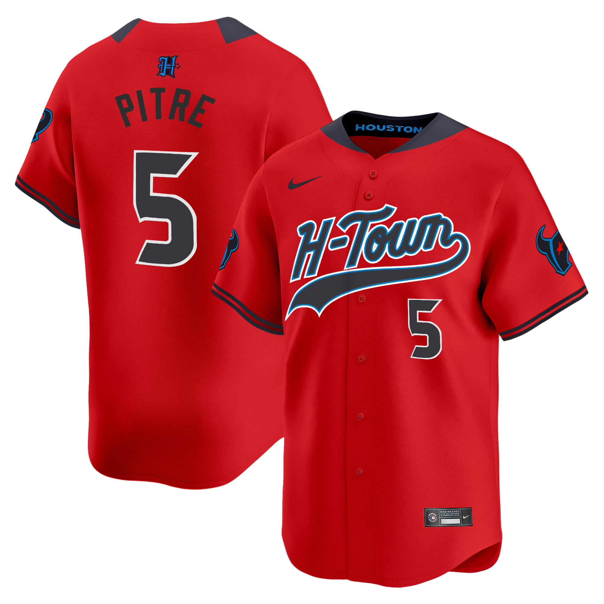 Jalen Pitre Men's Houston Texans 2024 Baseball Red Jersey - All Stitched