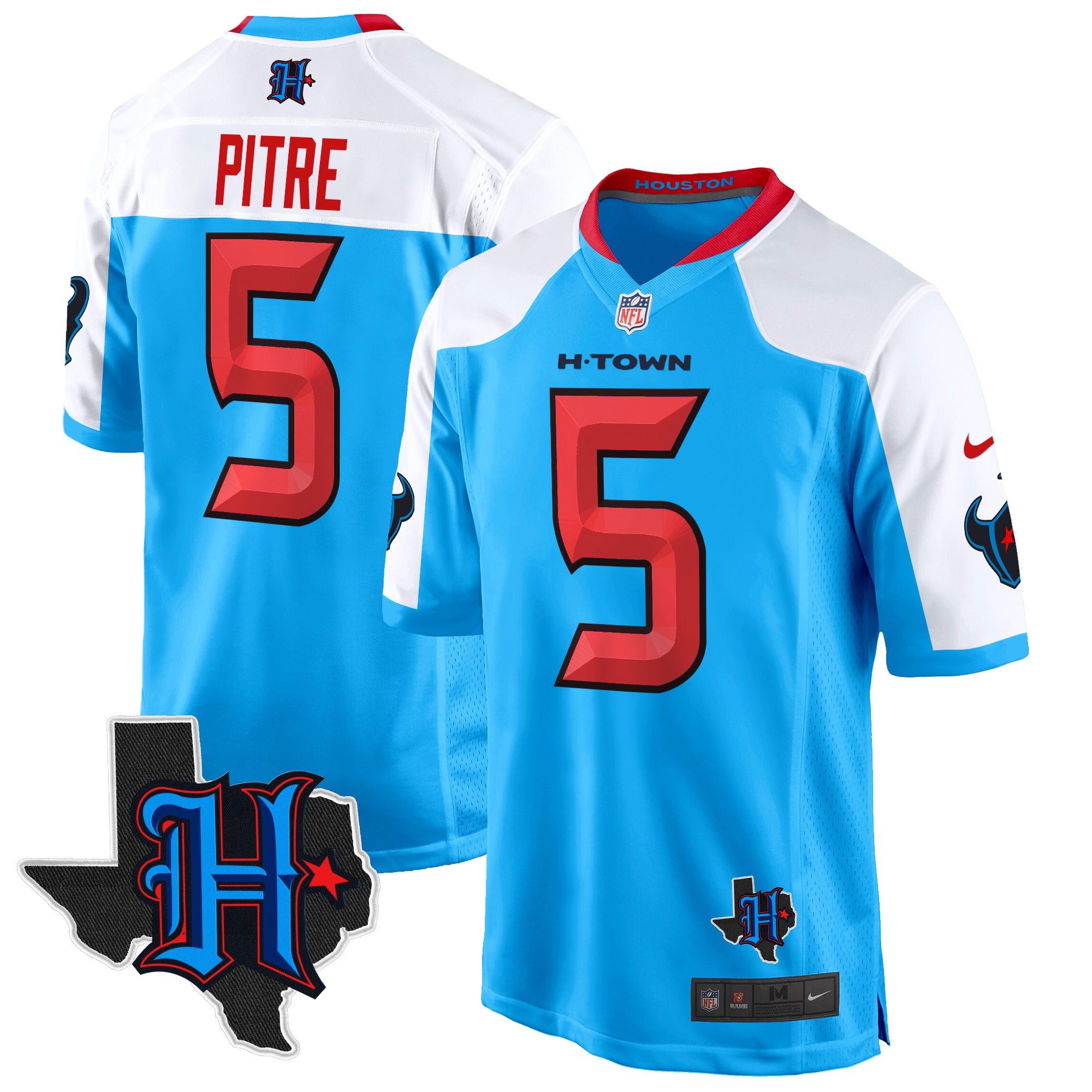 Jalen Pitre Men's Houston Texans 2024 Texas Patch Game Blue Alternate Jersey - All Stitched