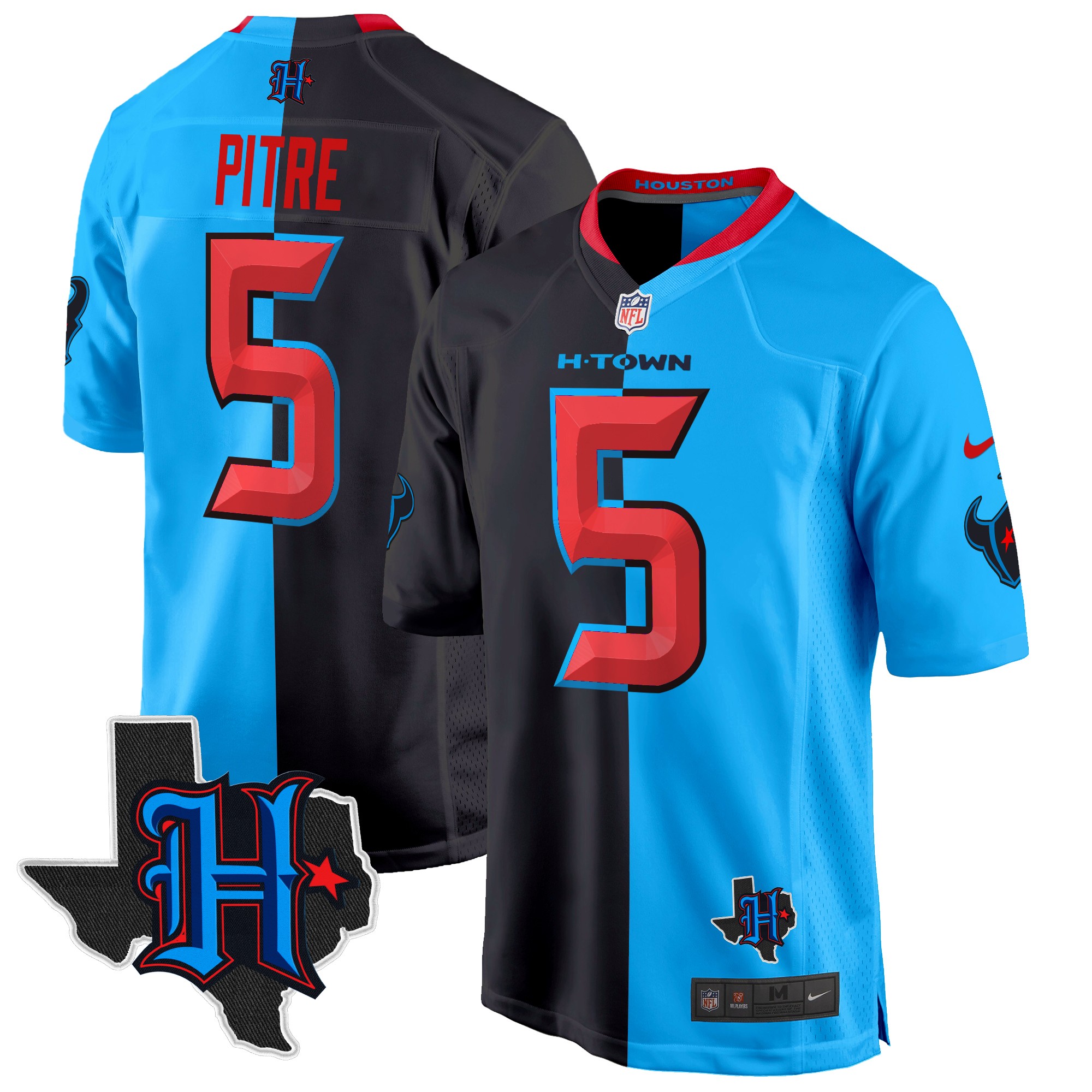 Jalen Pitre Men's Houston Texans 2024 Texas Patch Game Split Jersey - All Stitched