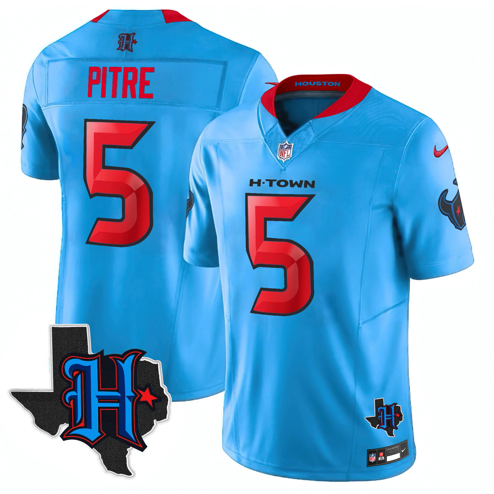 Jalen Pitre Men's Houston Texans 2024 Texas Patch Vapor Limited Blue Jersey - All Stitched