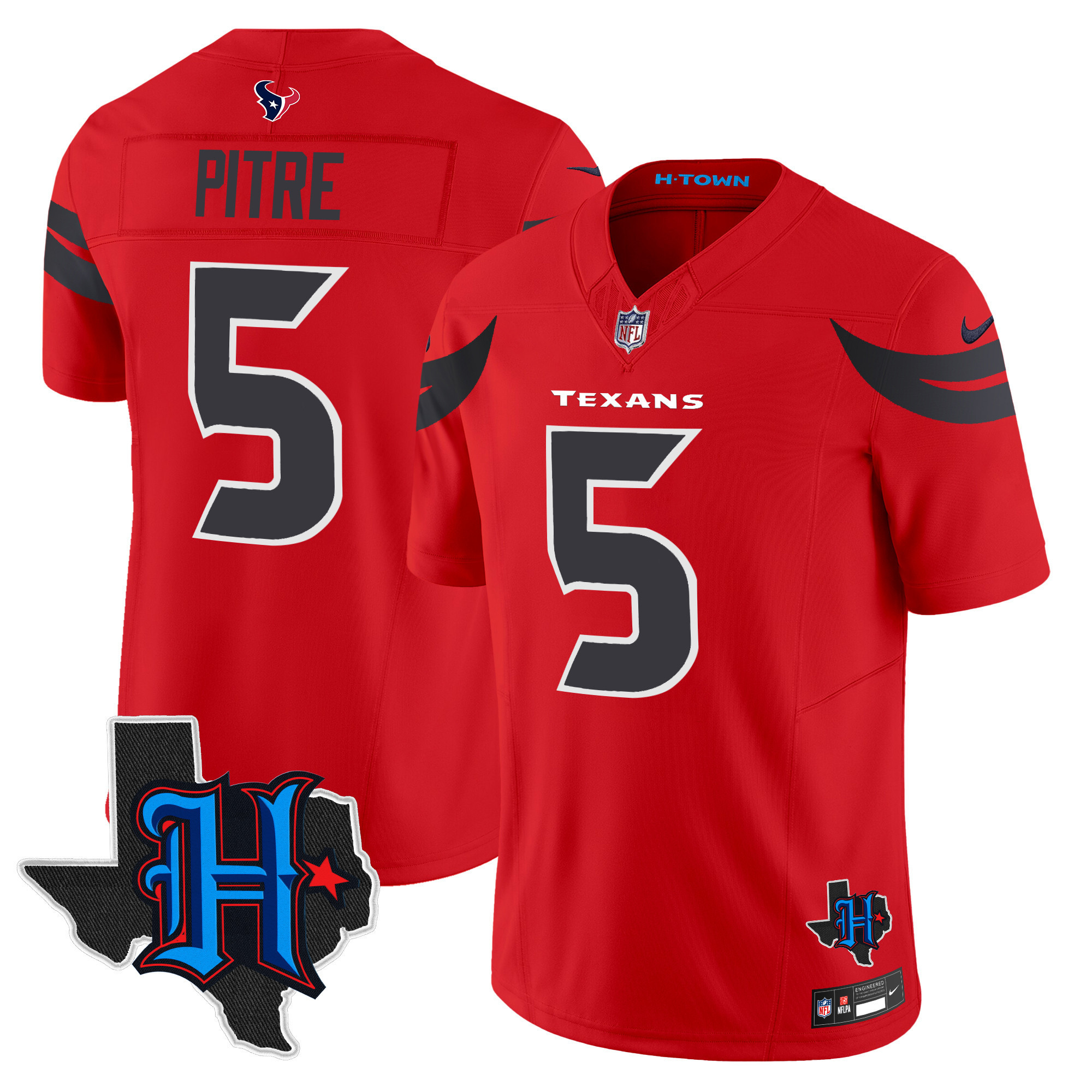 Jalen Pitre Men's Houston Texans 2024 Texas Patch Vapor Limited Red Jersey - All Stitched