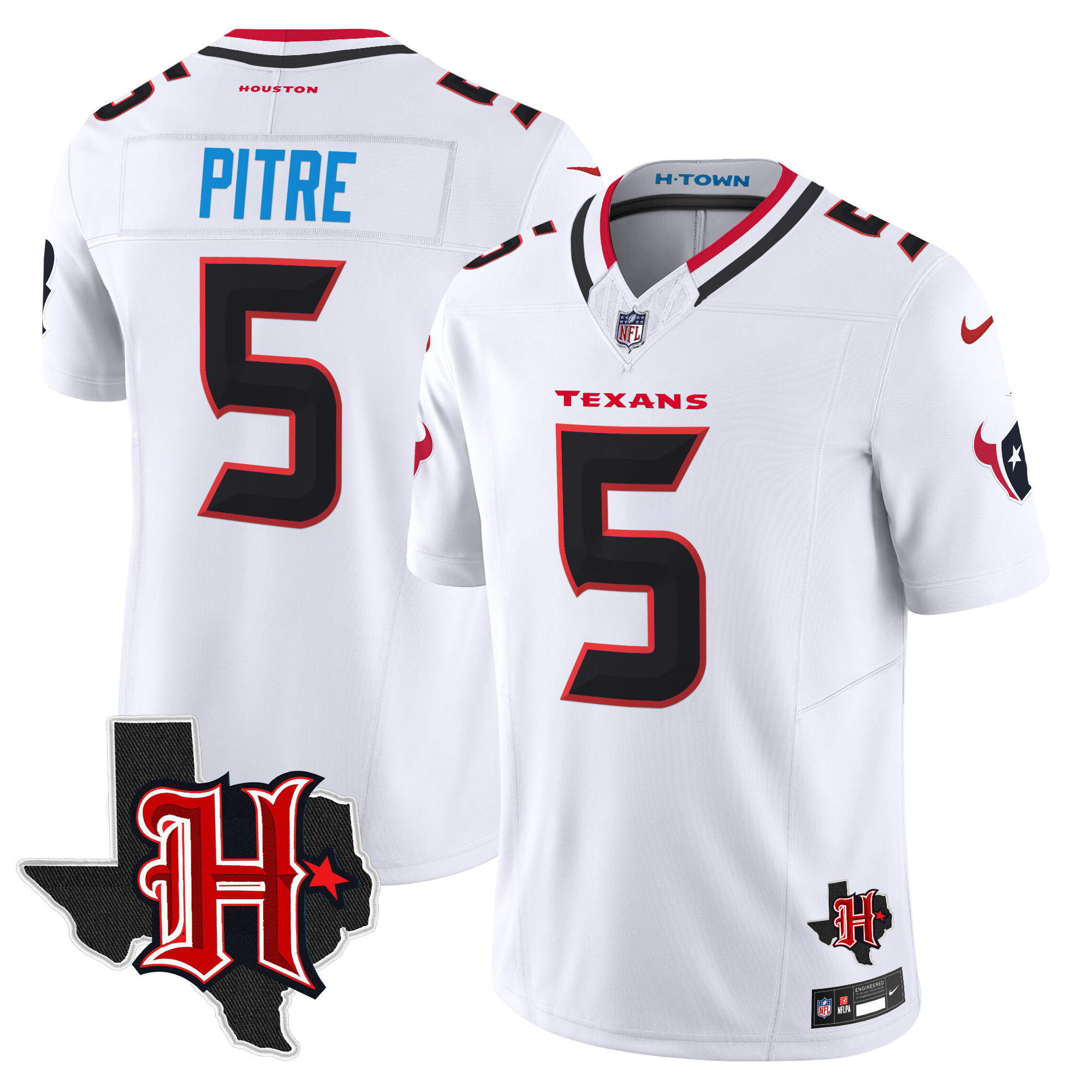Jalen Pitre Men's Houston Texans 2024 Texas Patch Vapor Limited White Jersey - All Stitched