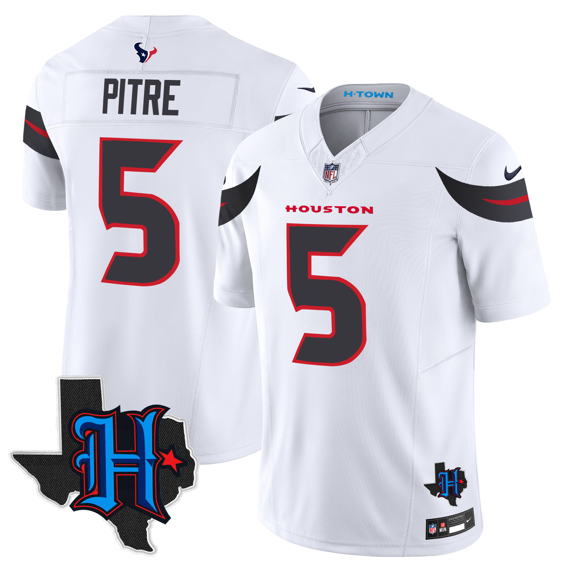 Jalen Pitre Men's Houston Texans 2024 Texas Patch Vapor Limited White Jersey - All Stitched