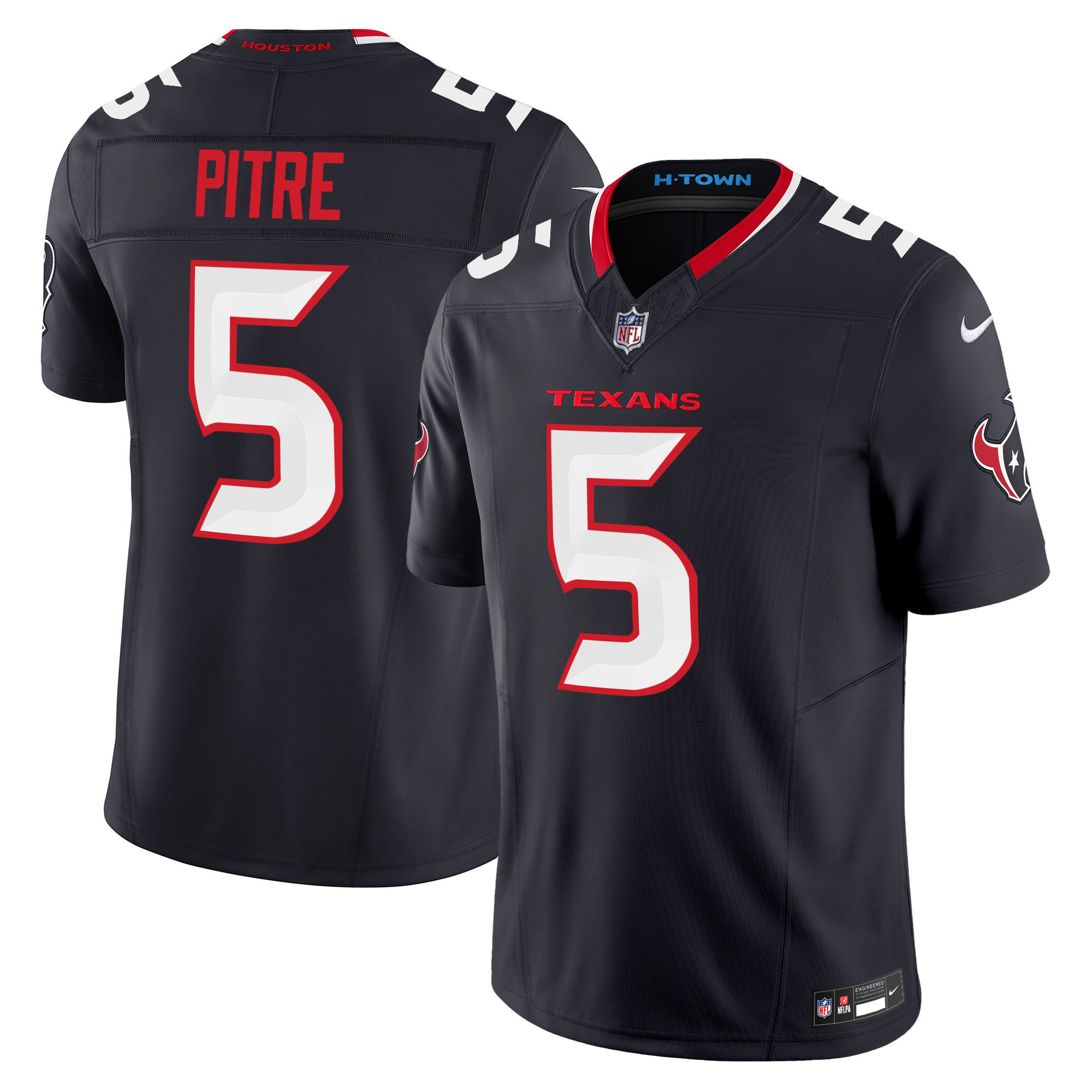 Jalen Pitre Men's Houston Texans 2024 Vapor Limited Navy Jersey - All Stitched