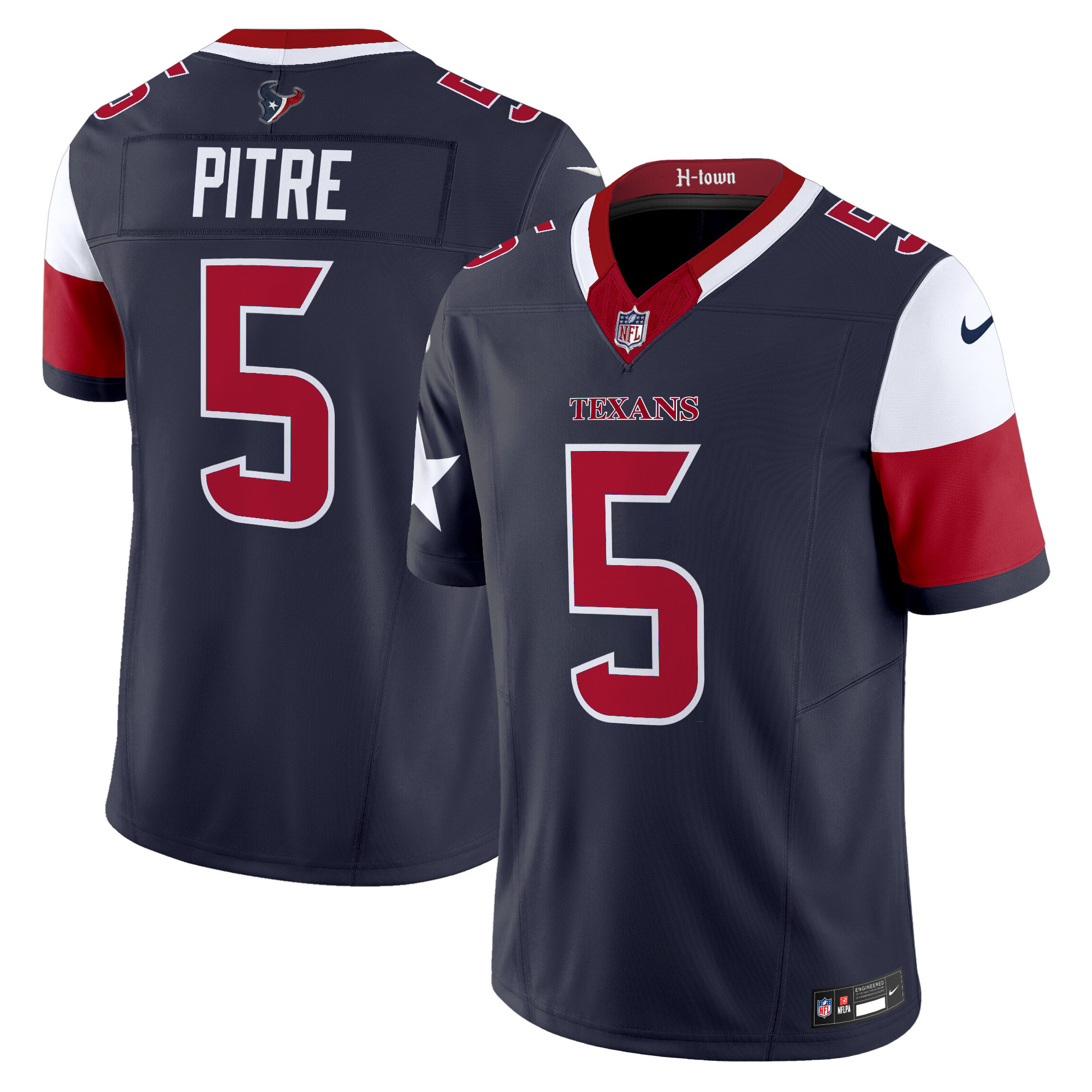 Jalen Pitre Men's Houston Texans 2024 Vapor Limited Navy Jersey - All Stitched