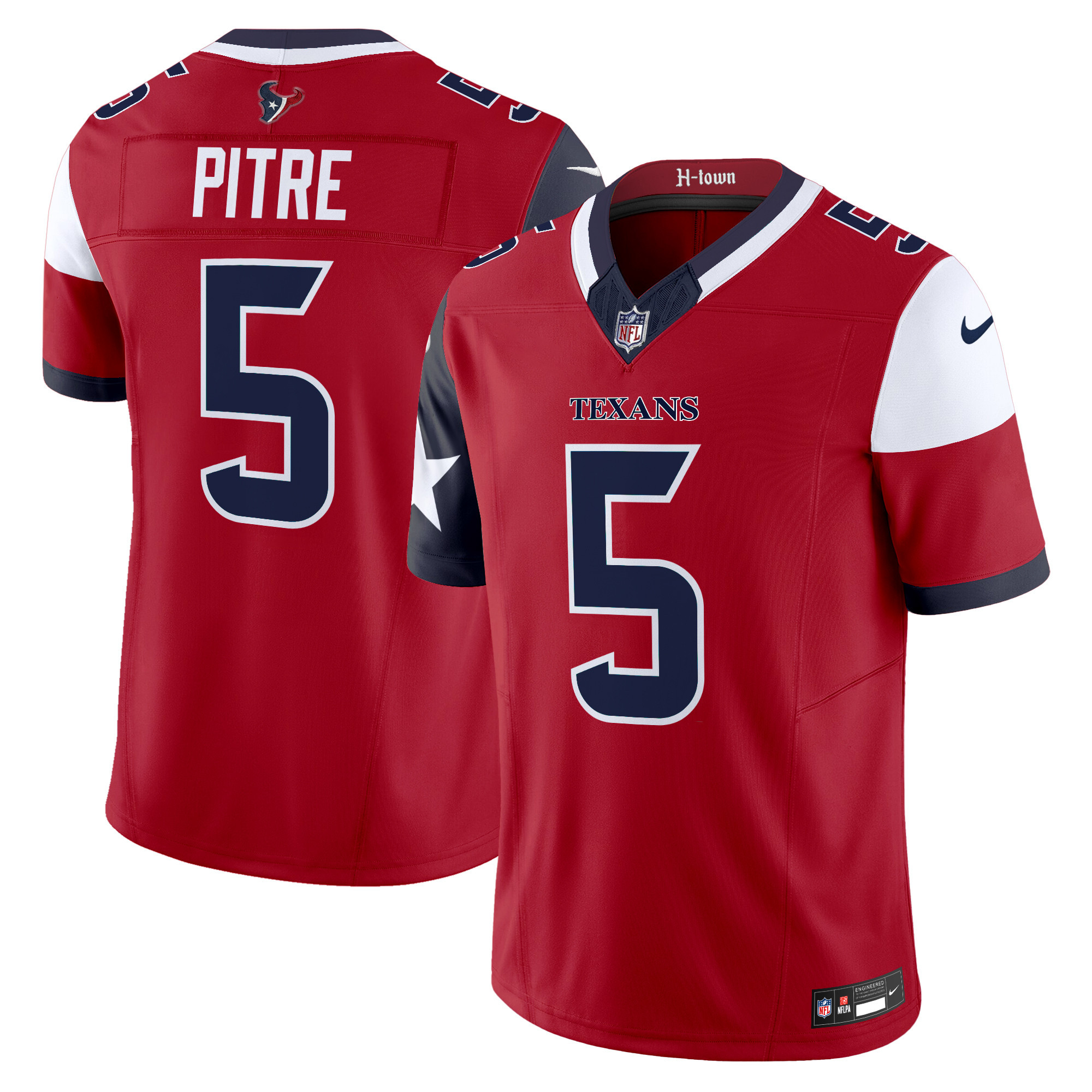 Jalen Pitre Men's Houston Texans 2024 Vapor Limited Red Jersey - All Stitched