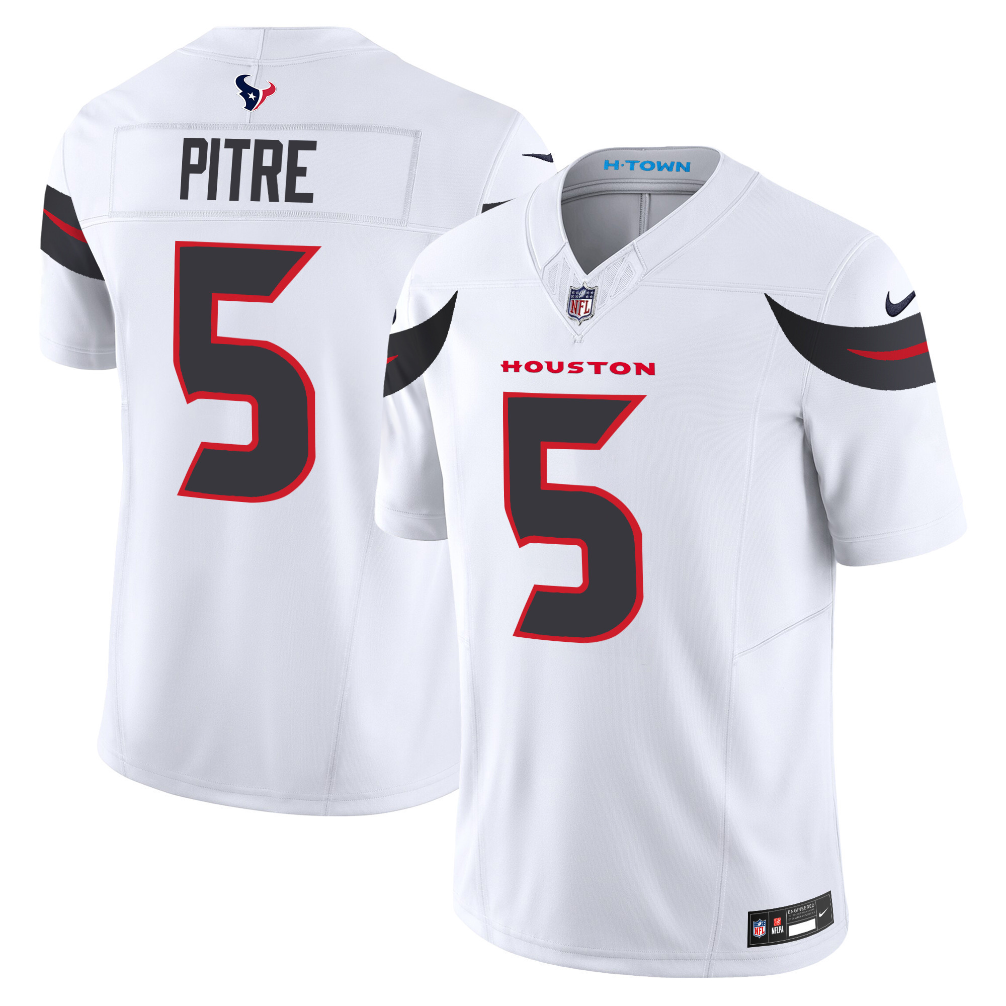 Jalen Pitre Men's Houston Texans 2024 Vapor Limited White Jersey - All Stitched