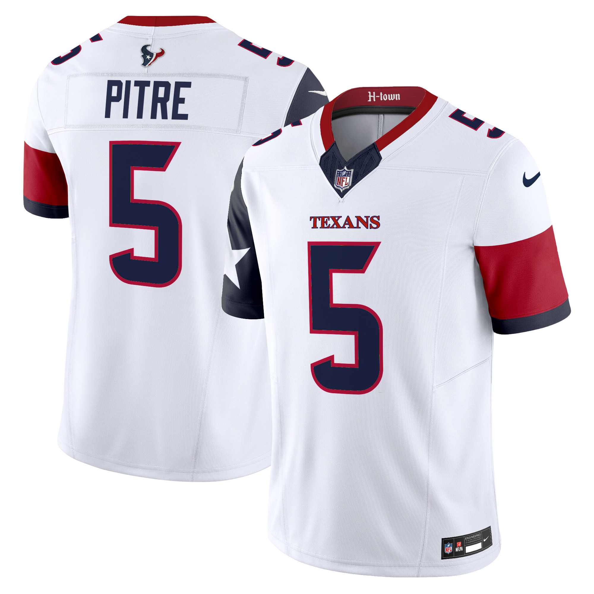 Jalen Pitre Men's Houston Texans 2024 Vapor Limited White Jersey - All Stitched
