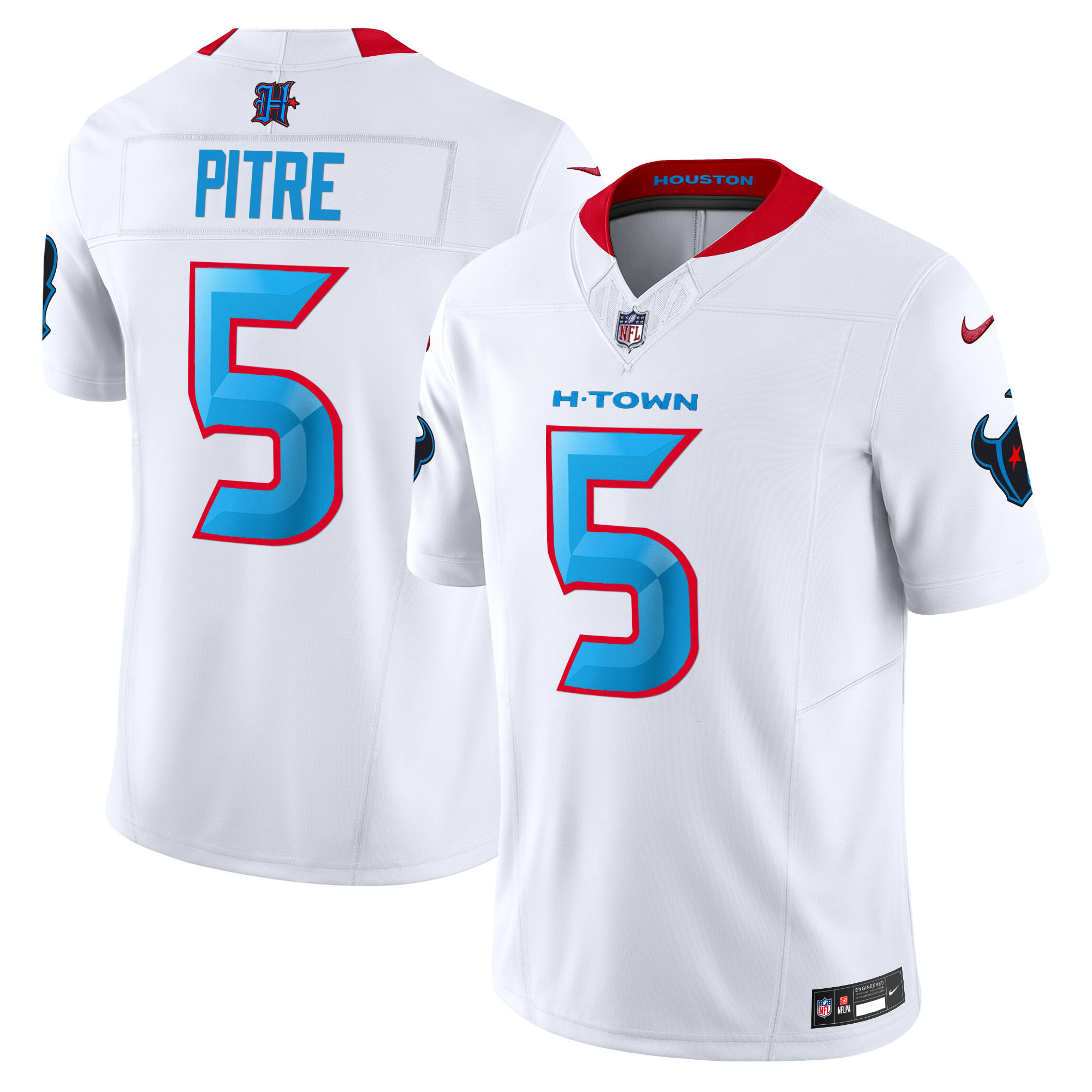 Jalen Pitre Men's Houston Texans 2024 Vapor Limited White Jersey - All Stitched