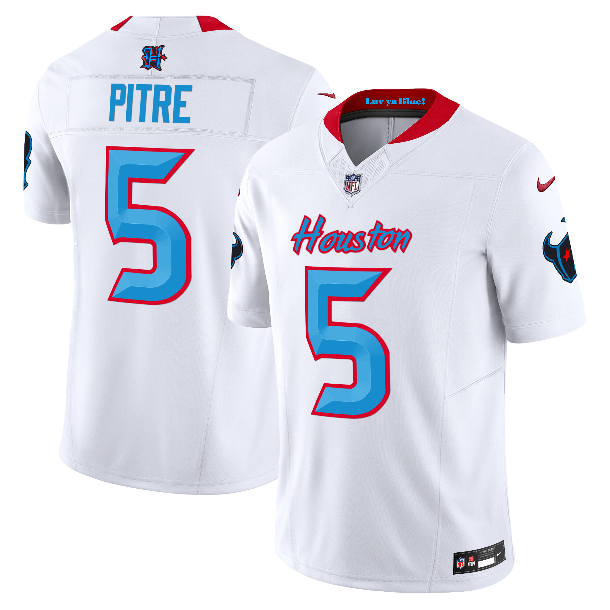 Jalen Pitre Men's Houston Texans 2024 Vapor Limited White Jersey - All Stitched