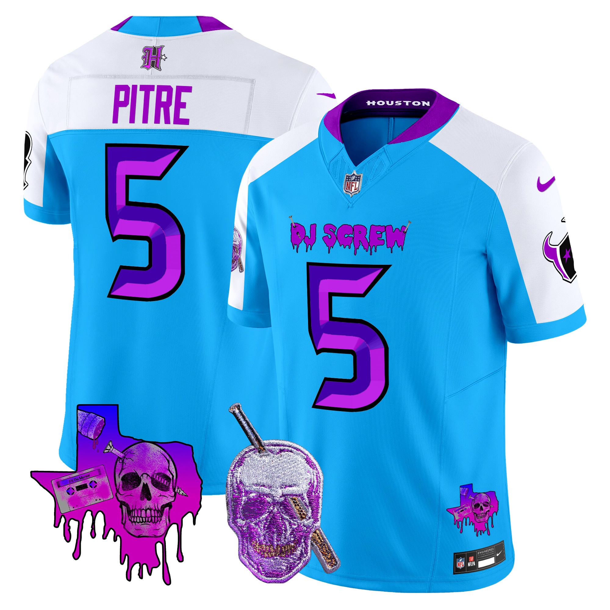 Jalen Pitre Men's Houston Texans DJ Screw Vapor Limited Blue Alternate Jersey - All Stitched