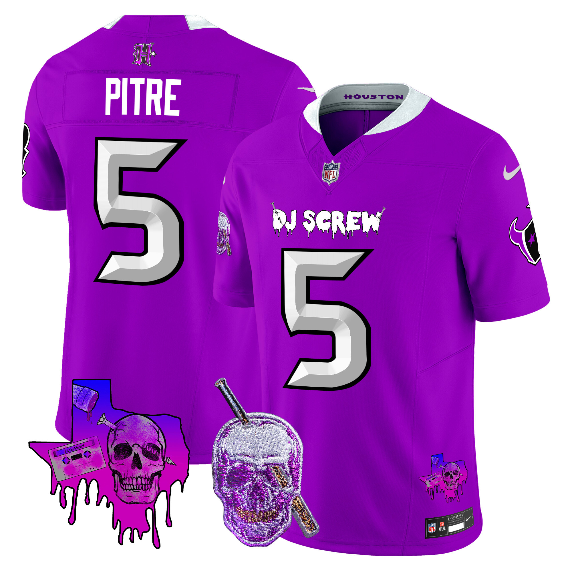 Jalen Pitre Men's Houston Texans DJ Screw Vapor Limited Purple Jersey - All Stitched