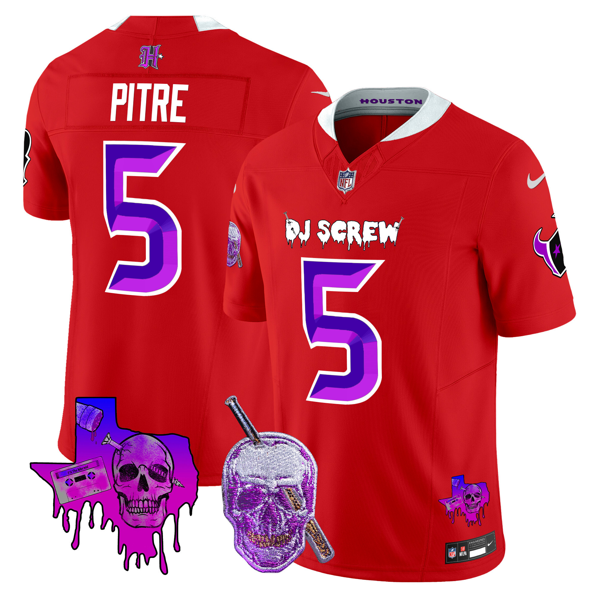 Jalen Pitre Men's Houston Texans DJ Screw Vapor Limited Red Jersey - All Stitched