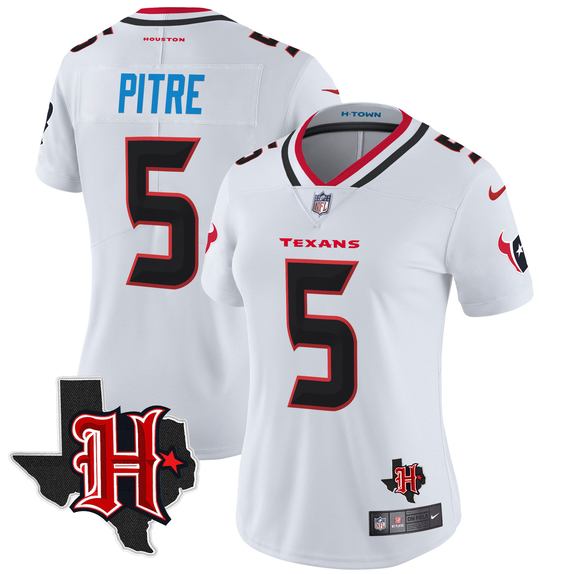 Jalen Pitre Women's Houston Texans 2024 Texas Patch Vapor Limited White Jersey - All Stitched